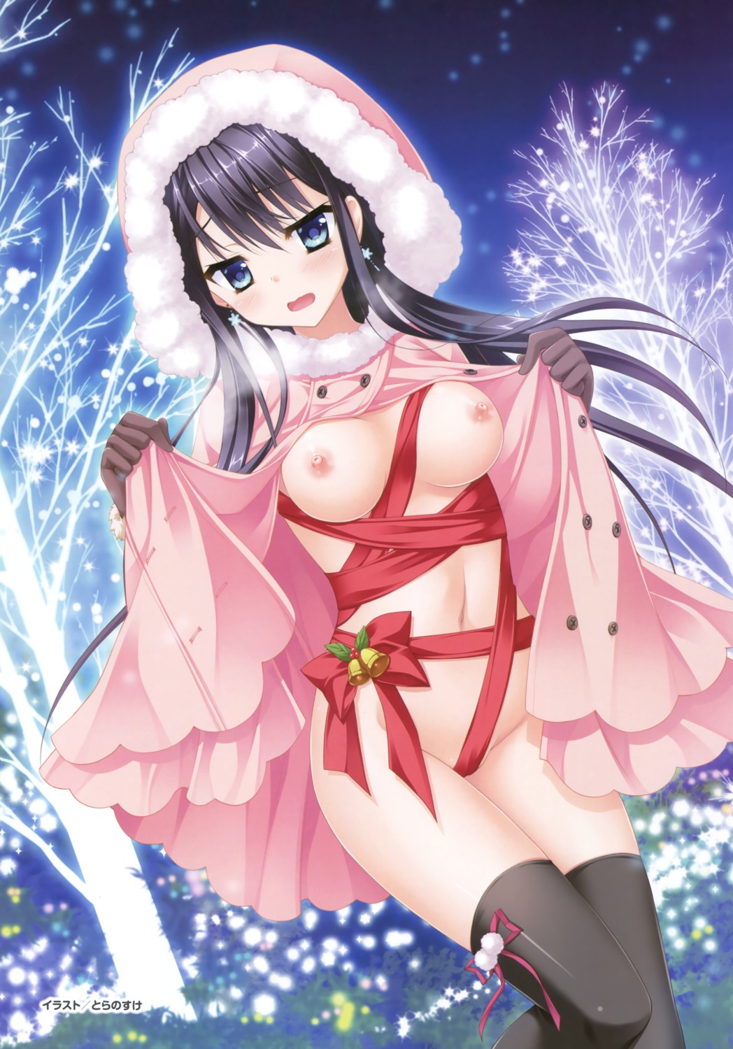 bottomless breasts floral_flowlove nipples no_bra open_shirt saga_planets thighhighs tokisaka_nanao toranosuke