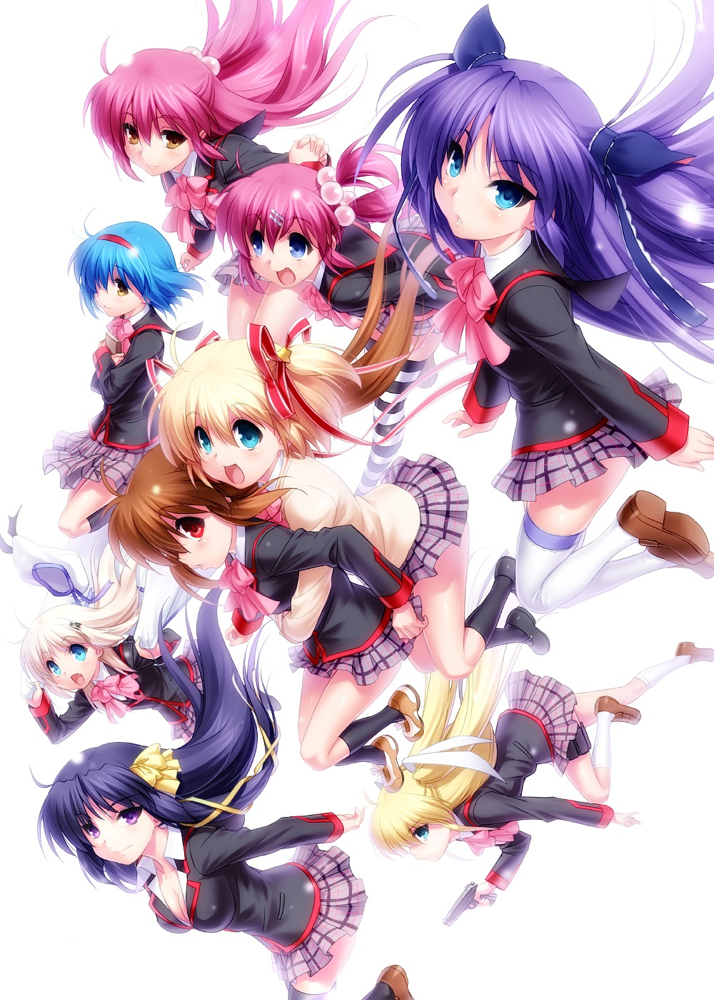 cleavage futaki_kanata gun kamikita_komari kurugaya_yuiko little_busters! natsume_rin nishizono_mio noumi_kudryavka saigusa_haruka sasasegawa_sasami seifuku thighhighs tokido_saya zen