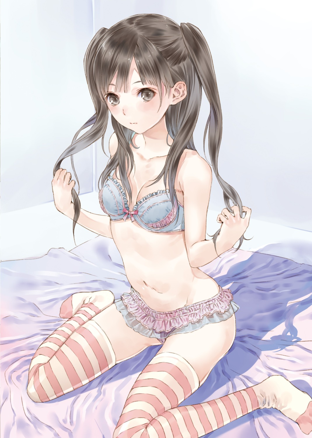 bra cleavage digital_version kishida_mel pantsu thighhighs