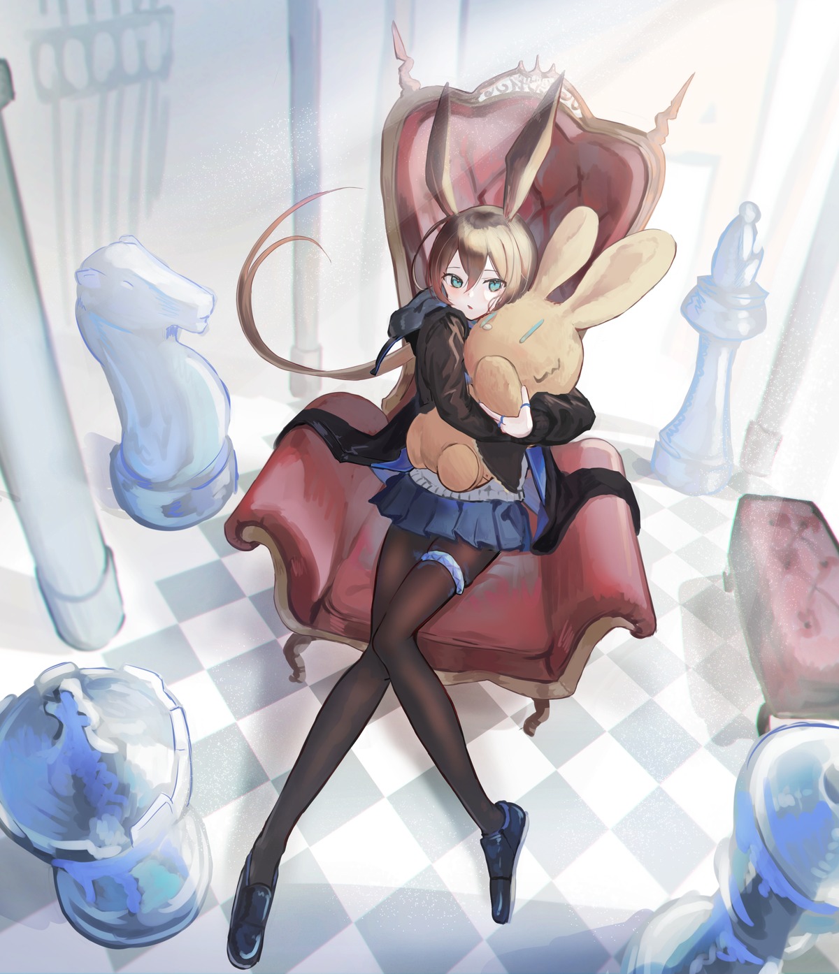 amiya_(arknights) animal_ears arknights bunny_ears garter natsuba002 pantyhose