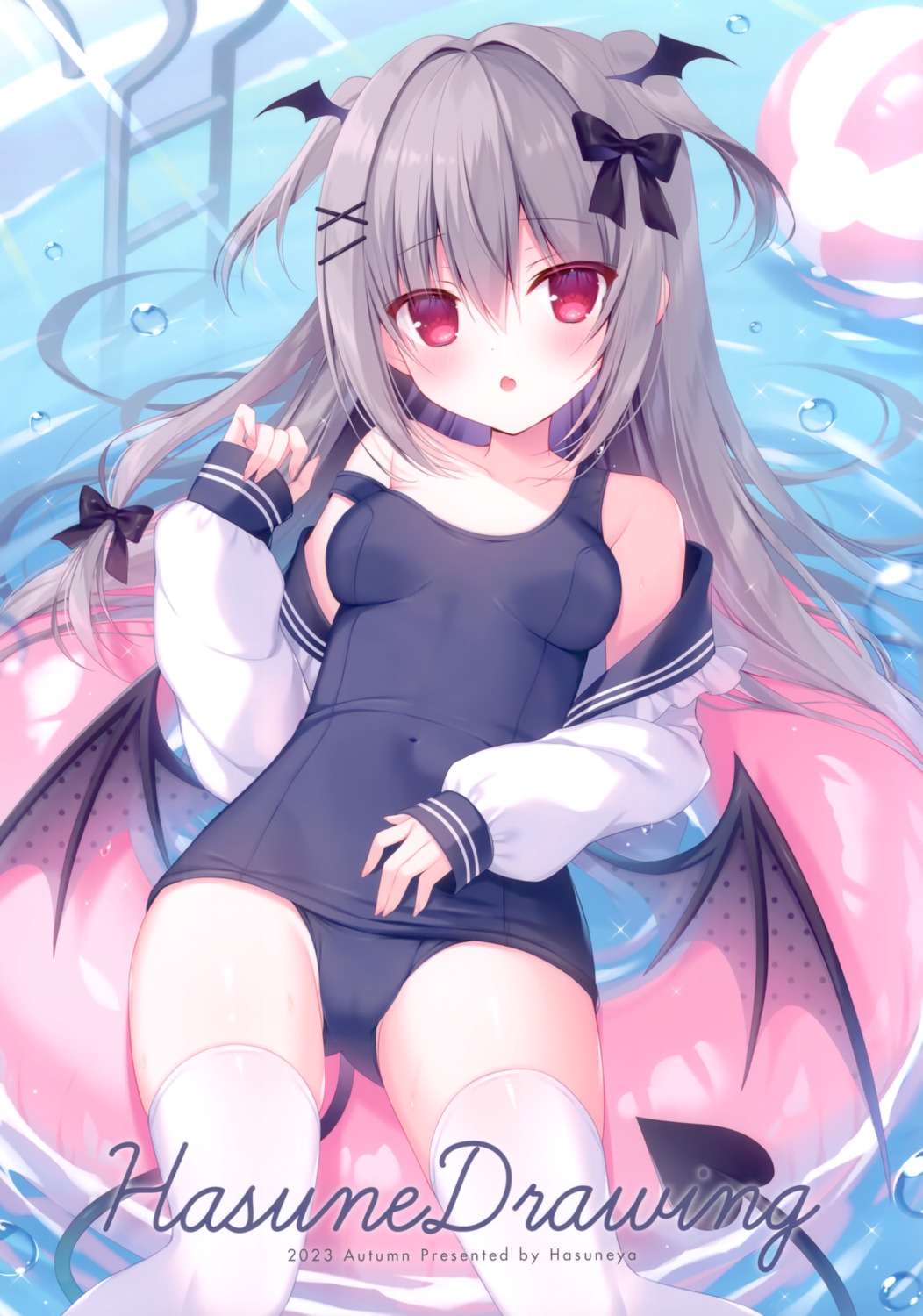 cameltoe devil hasune hasuneya school_swimsuit seifuku swimsuits tail thighhighs wet wings