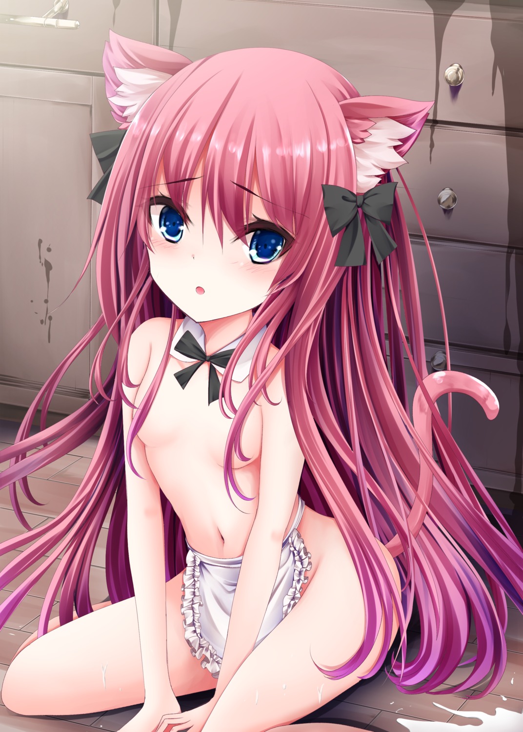 animal_ears kitora_(kisekinonameko) loli naked_apron nekomimi tail