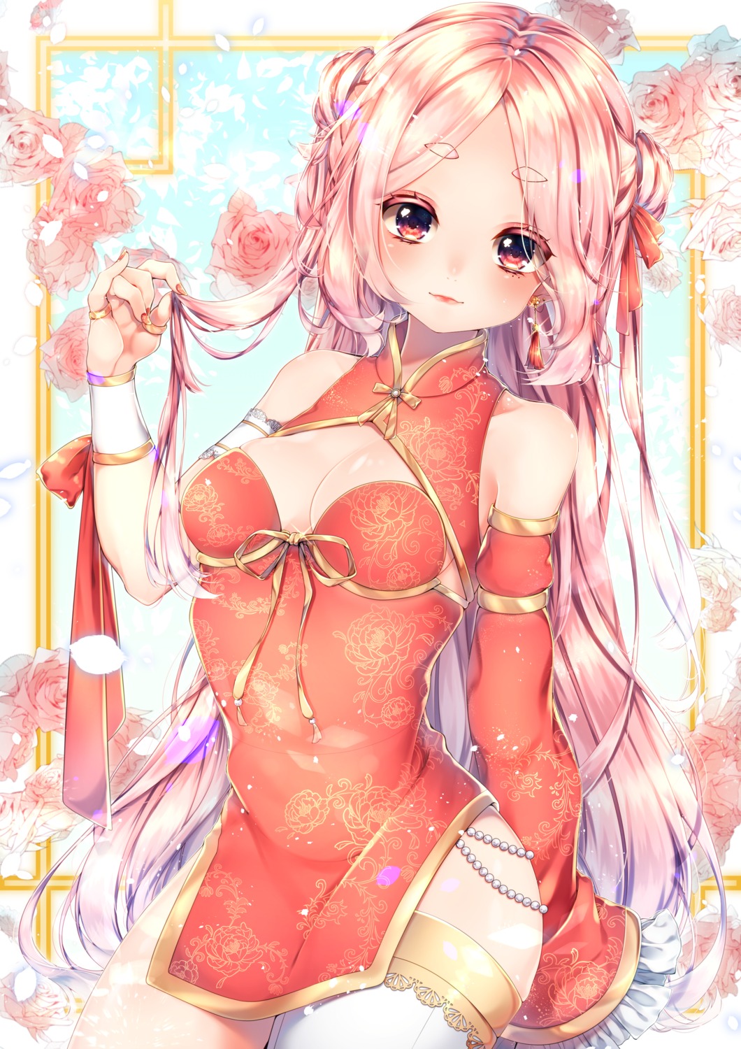 chinadress cleavage no_bra sakura_ema thighhighs