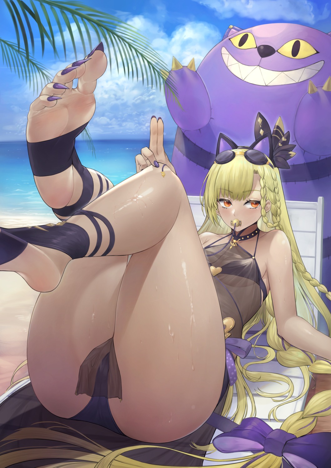 animal_ears bikini cameltoe feet granblue_fantasy helel_ben_shalem nekomimi see_through shuangyijiu swimsuits