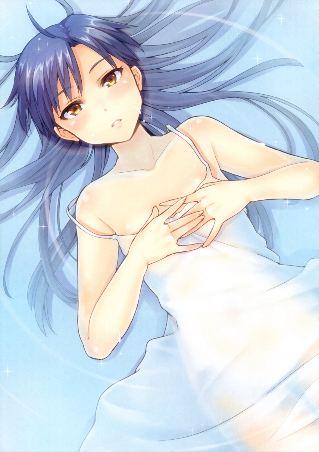 breast_hold dress k+y=k k-ko kisaragi_chihaya see_through summer_dress the_idolm@ster wet_clothes