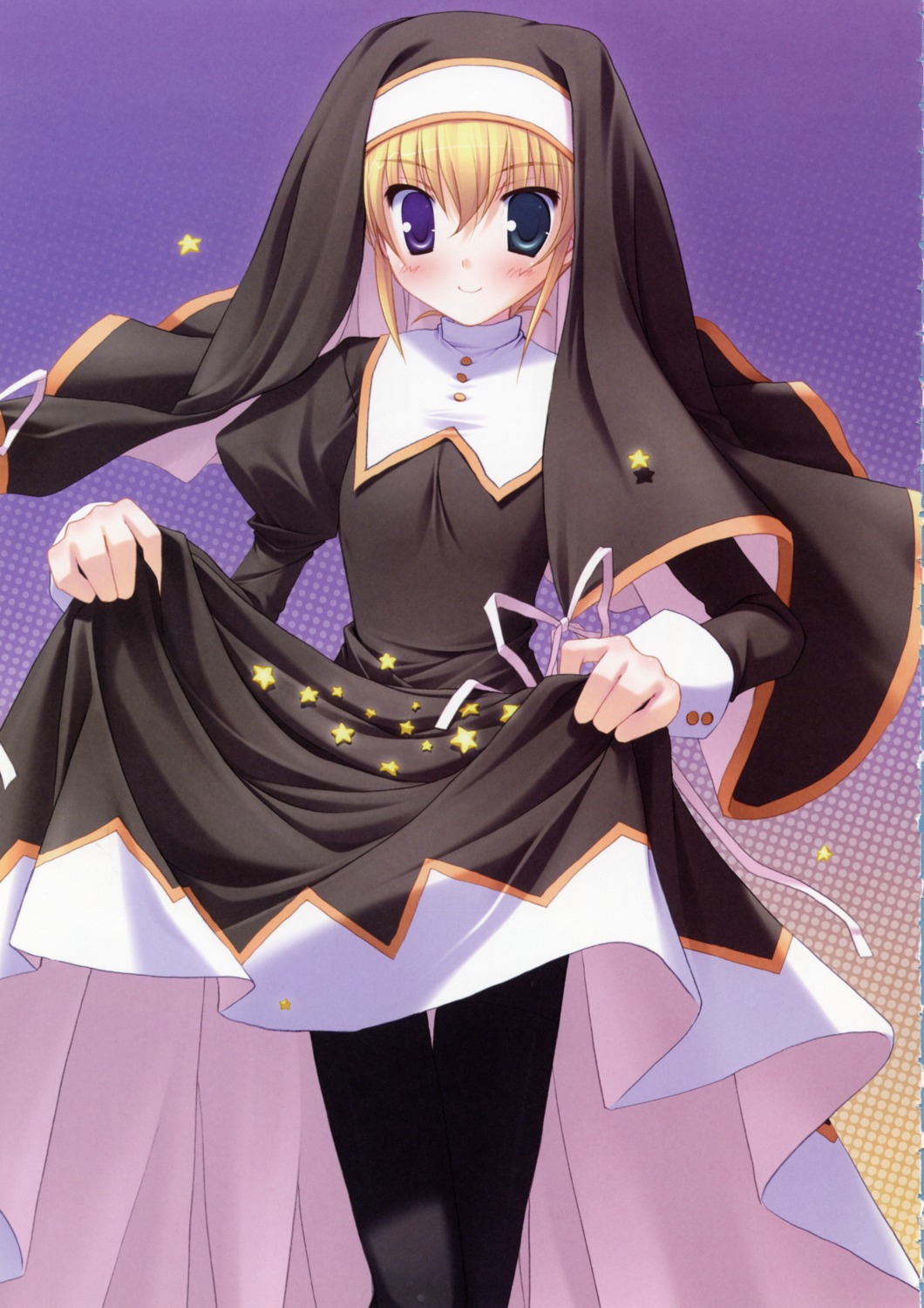 hoshiful hoshikawa_ruka ikegami_akane nun pantyhose skirt_lift