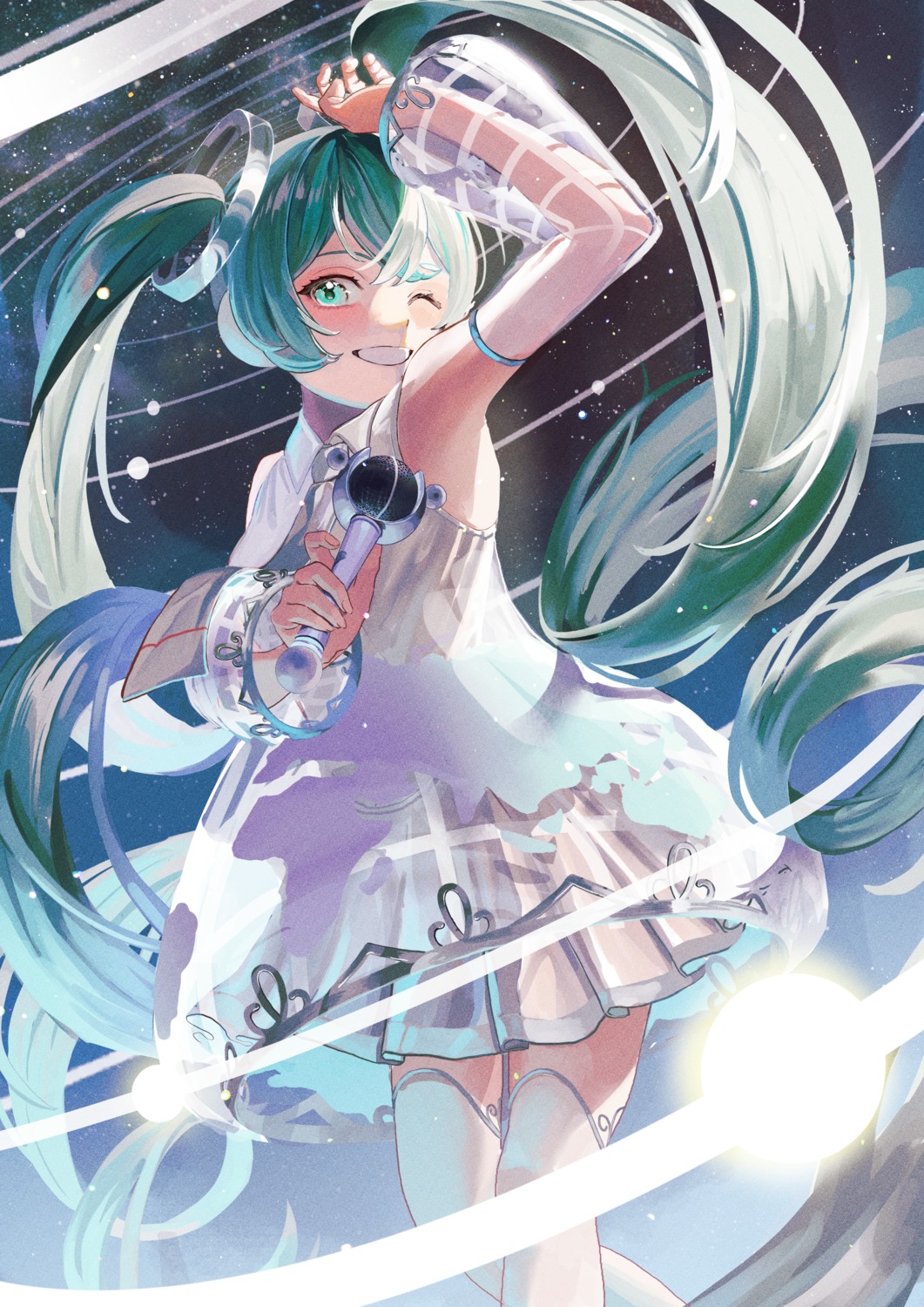 dress hatsune_miku hatsune_miku_expo nema thighhighs vocaloid