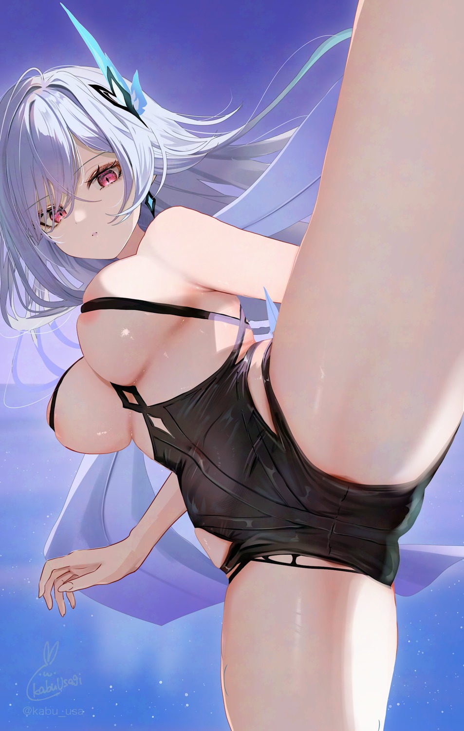 areola genshin_impact kabu_usagi no_bra skirk