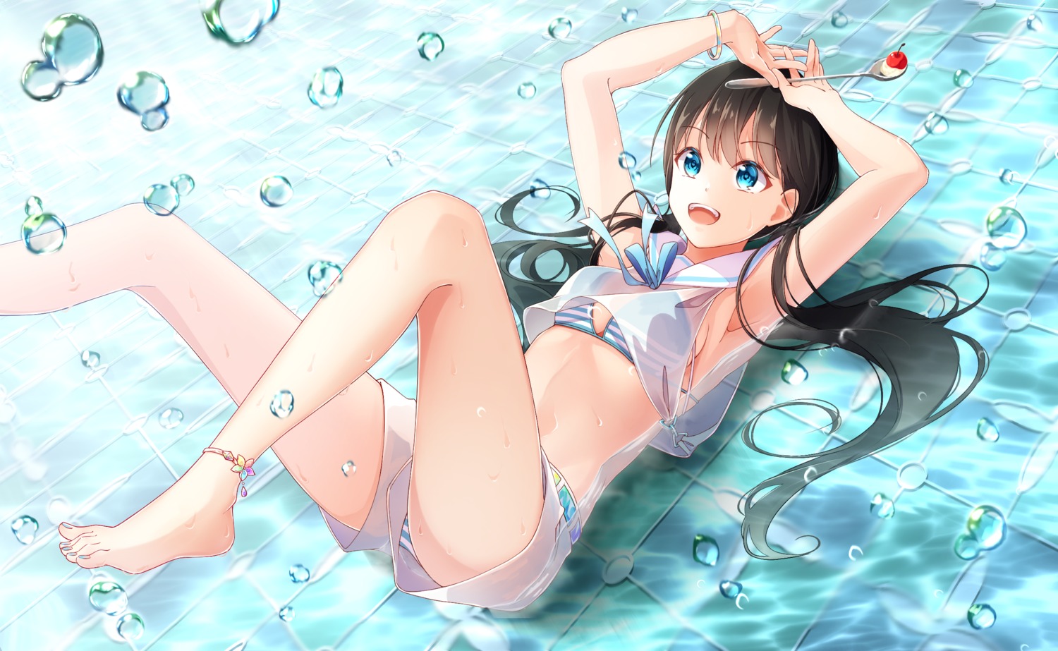 bikini see_through seifuku shina_0387 shirt_lift swimsuits wet