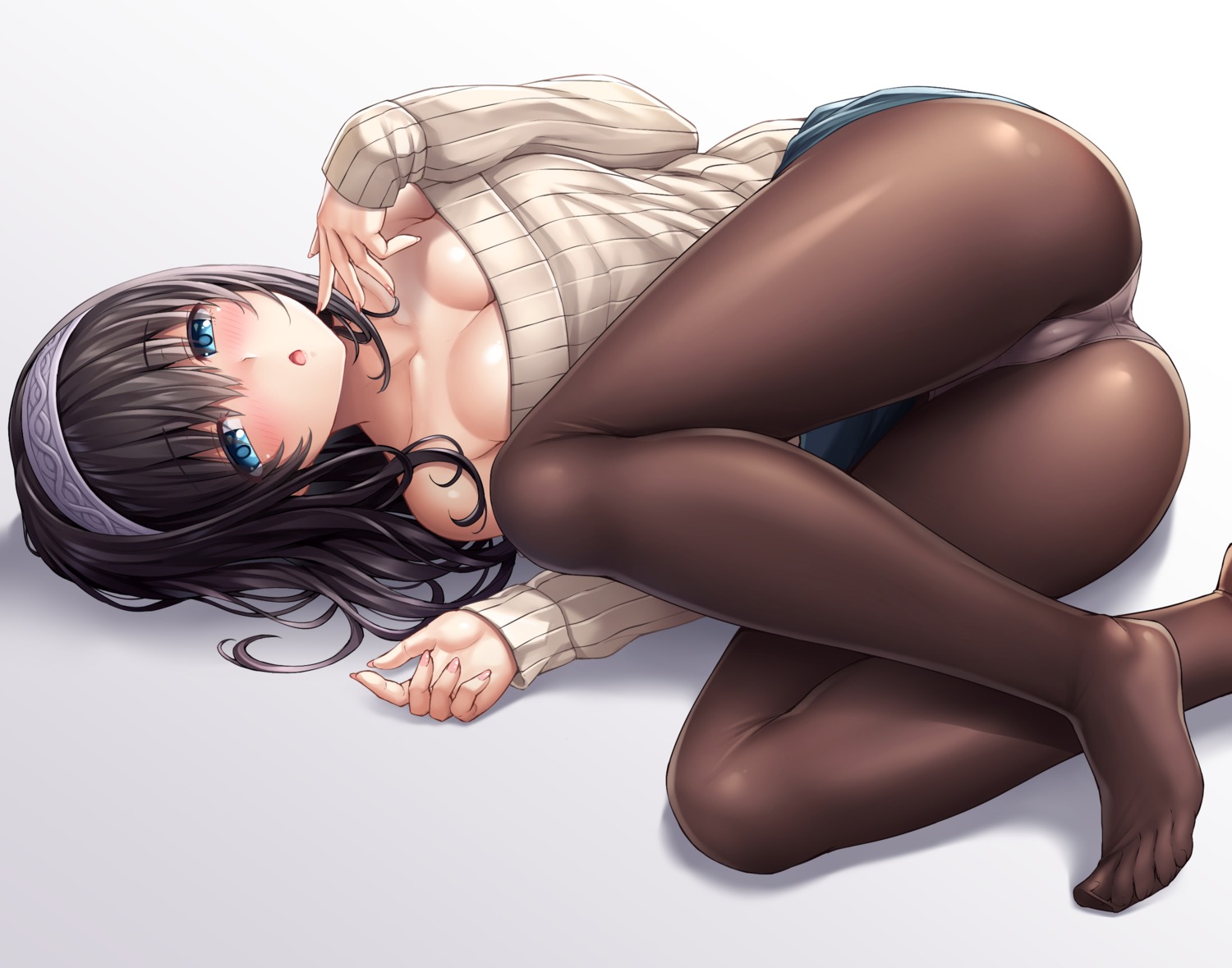 cameltoe cleavage lambda_(artist) pantsu pantyhose sagisawa_fumika sweater the_idolm@ster the_idolm@ster_cinderella_girls