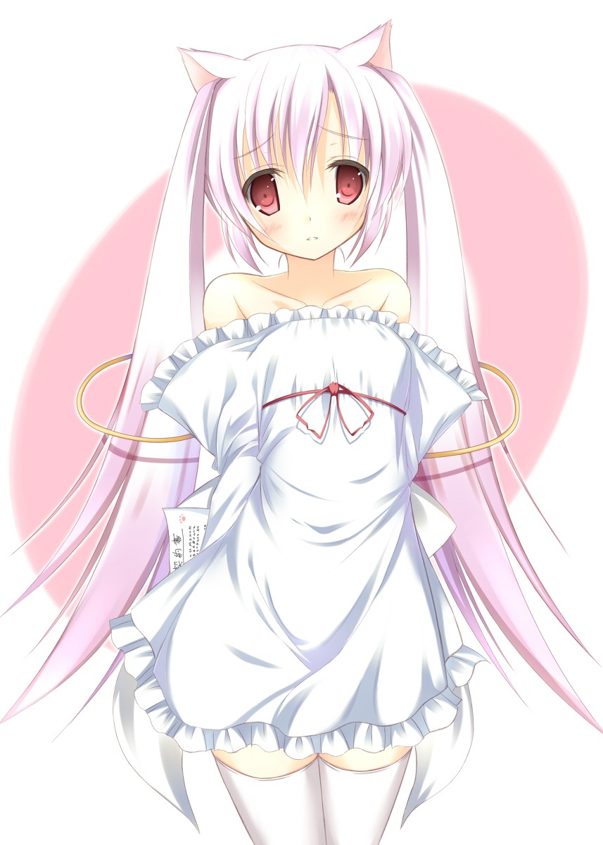 animal_ears anthropomorphization kyubey nozomi_tsubame puella_magi_madoka_magica thighhighs