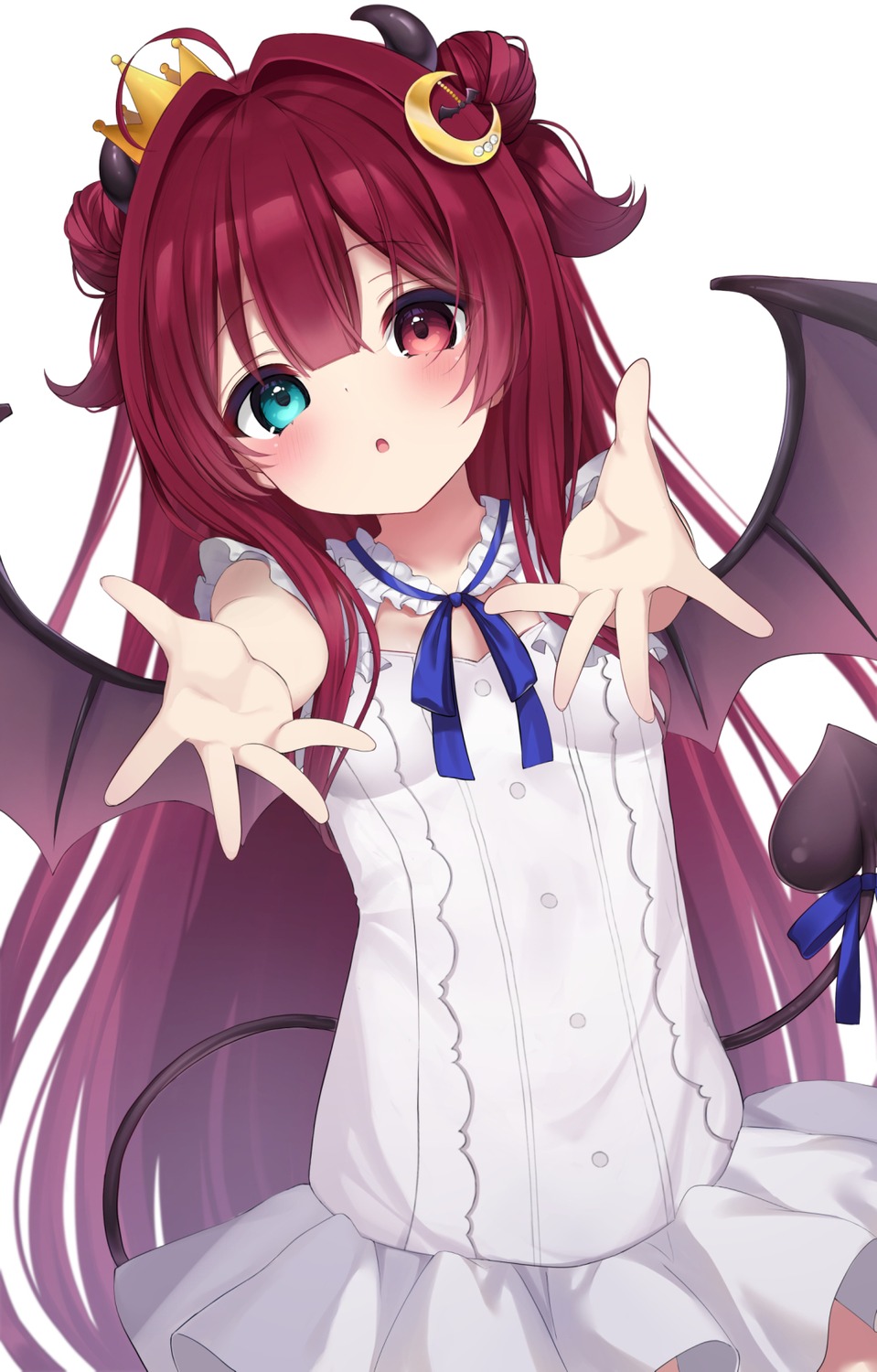 dress heterochromia horns nijisanji senagawa_roro tail wings yuzuki_roa