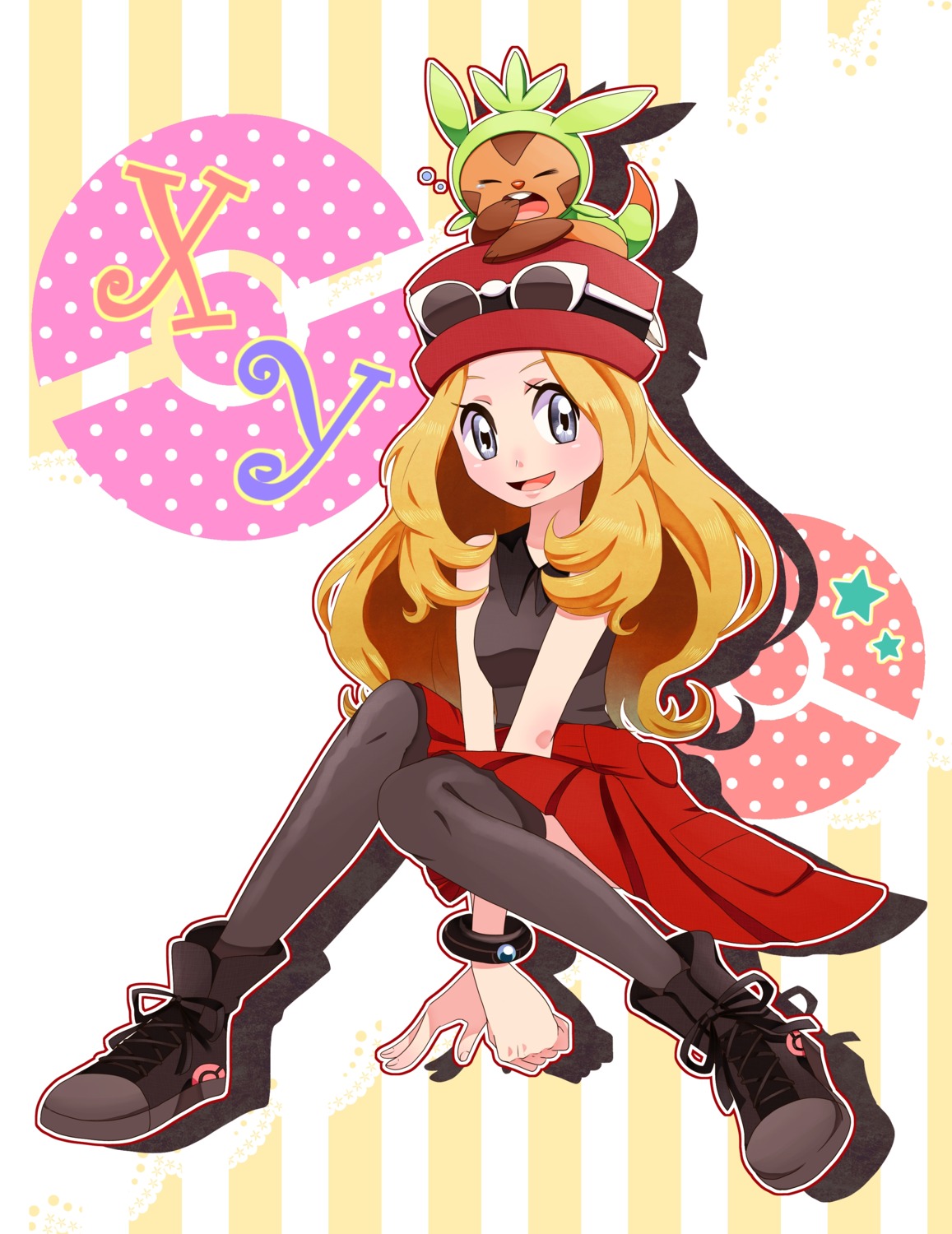 chespin harimaron pokemon pokemon_xy serena_(pokemon) thighhighs yupiteru