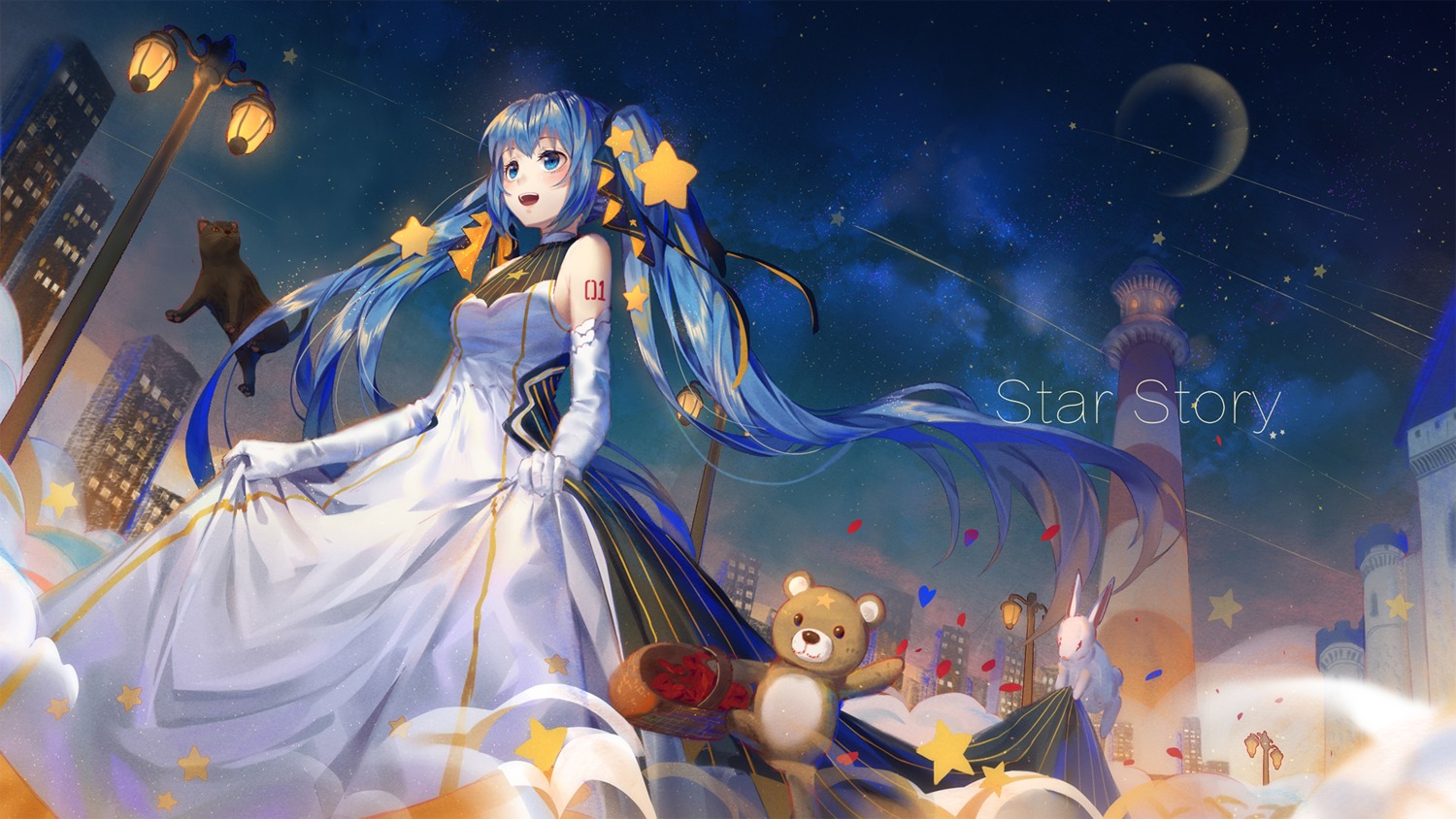 dress hatsune_miku ji_dao_ji tattoo vocaloid wallpaper