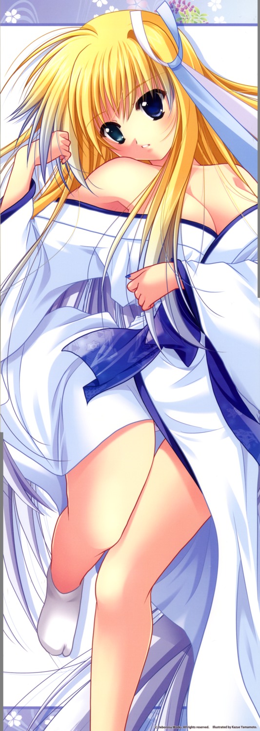 cleavage debonosu kagura_douchuuki kimono pantsu raidou_nazuna stick_poster yamamoto_kazue