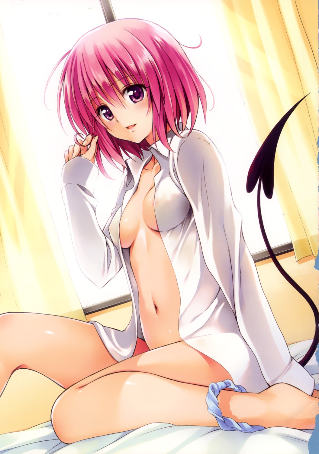 bottomless dress_shirt momo_velia_deviluke no_bra panty_pull tail to_love_ru yabuki_kentarou