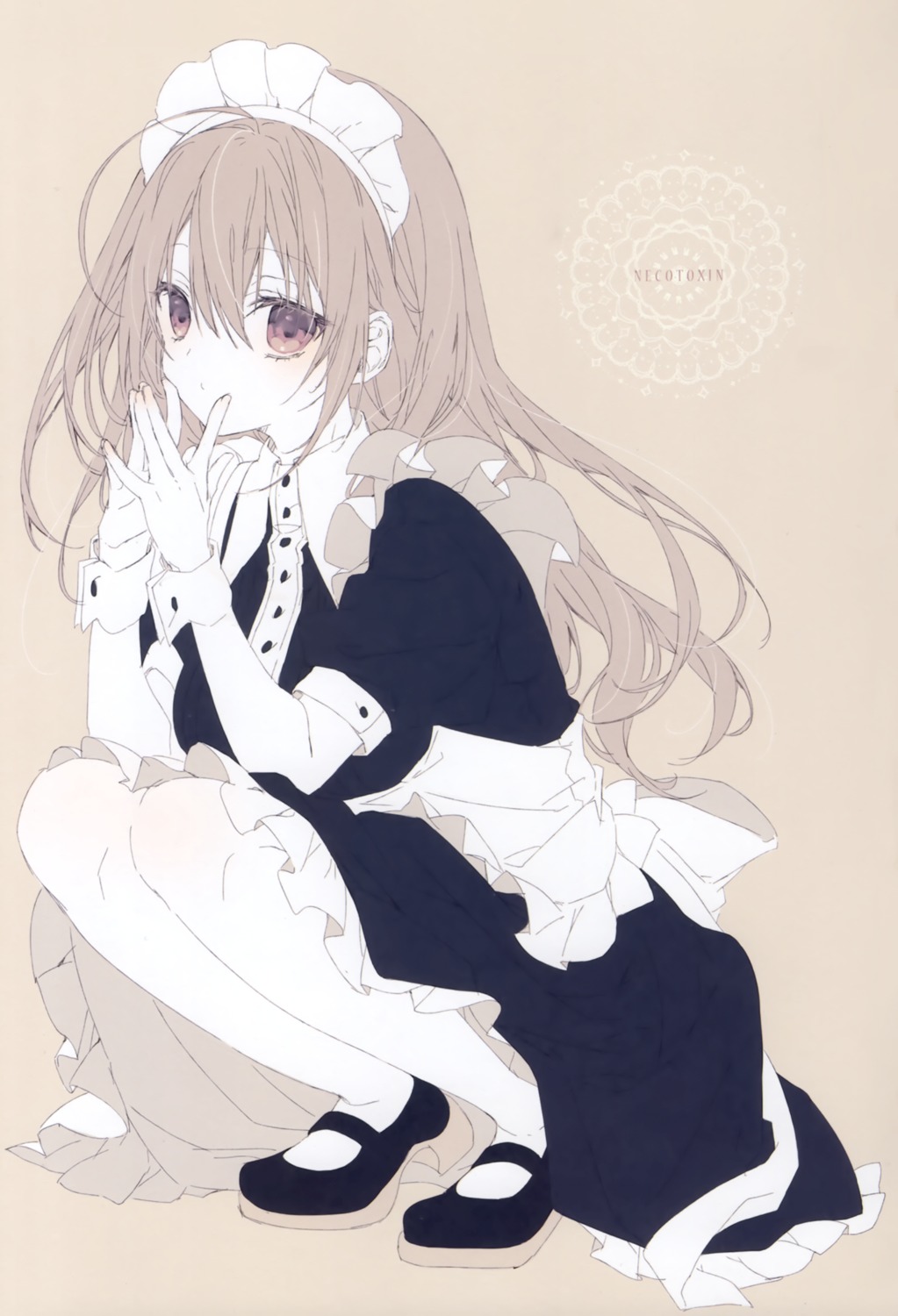 heels inugami_kira maid necotoxin pantyhose sketch skirt_lift