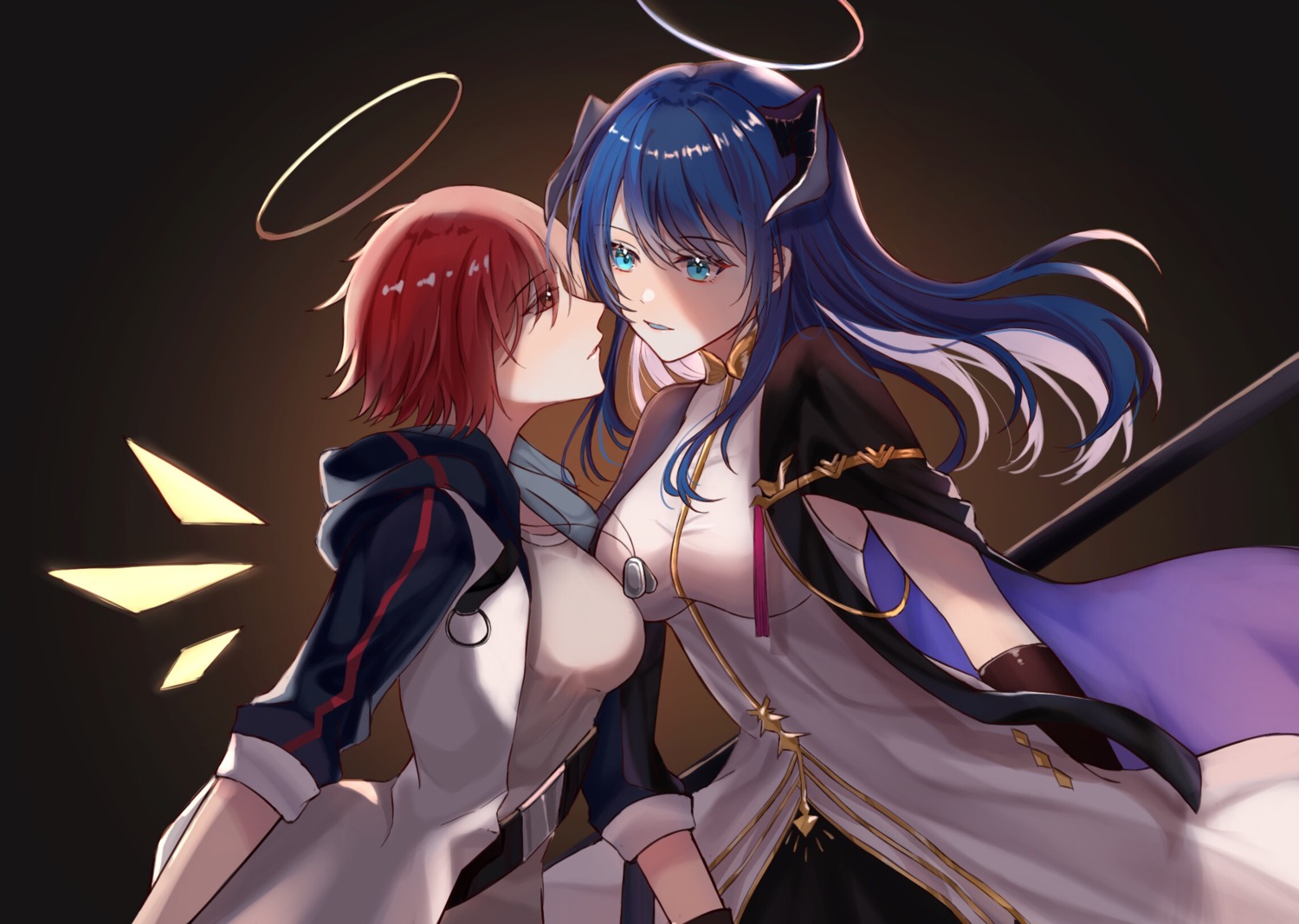 angel arknights exusiai_(arknights) horns ki-san mostima_(arknights) wings yuri