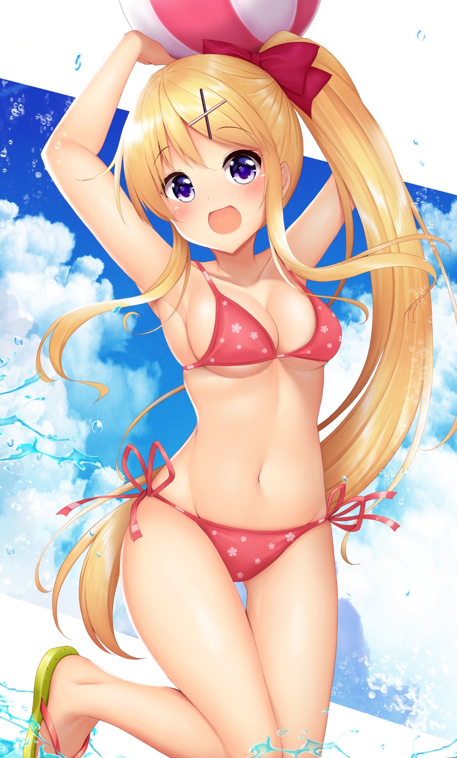 bikini cleavage kin'iro_mosaic kujou_karen minato_ojitan swimsuits underboob