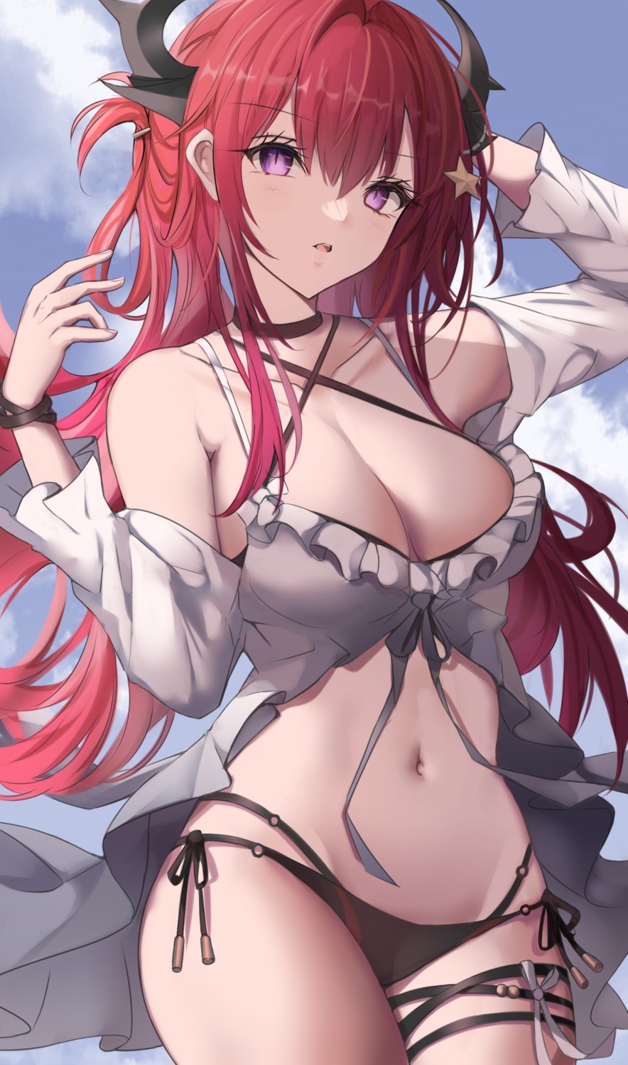 arknights bikini garter horns stratoz surtr_(arknights) swimsuits