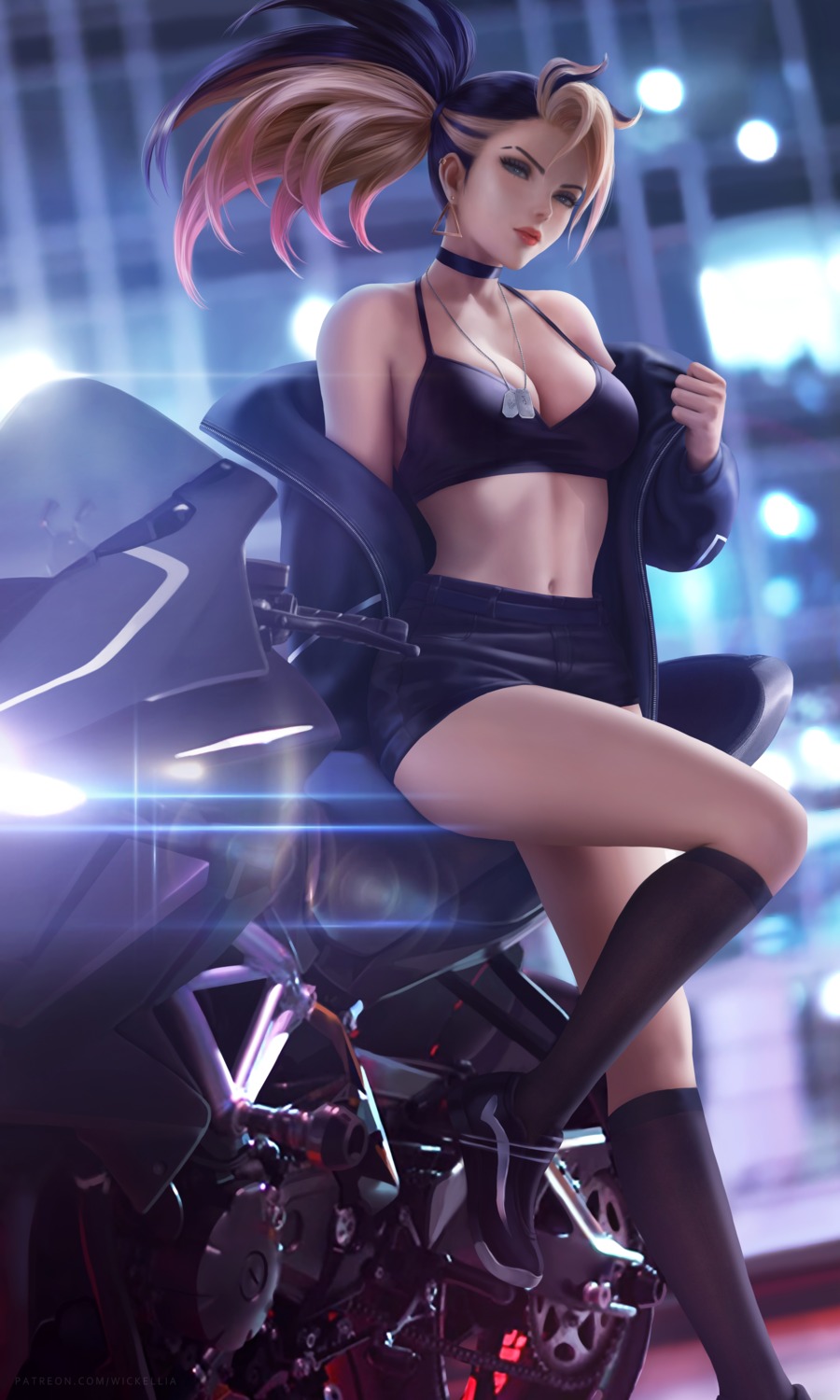 akali bra cleavage league_of_legends open_shirt undressing wickellia