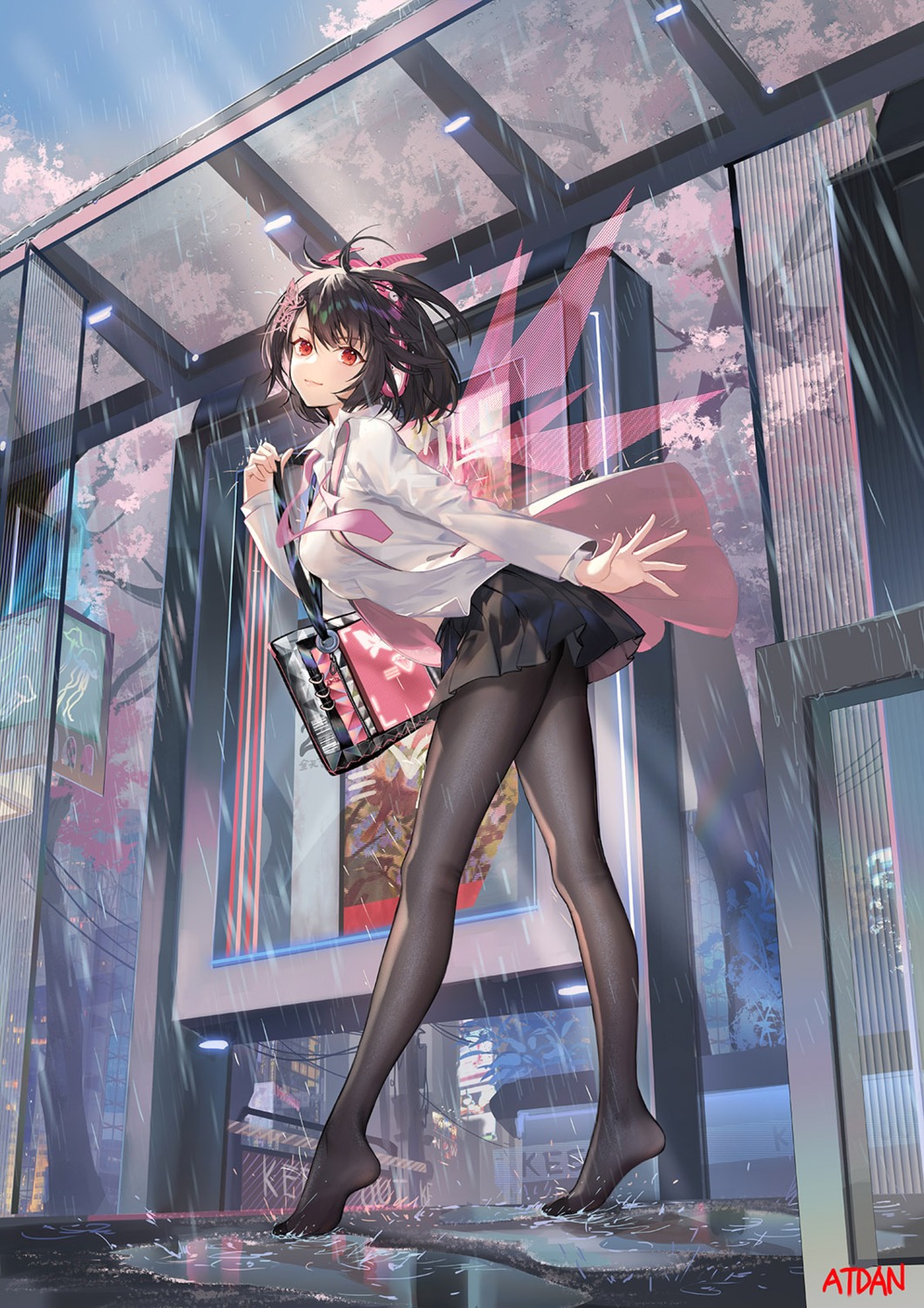 atdan headphones horns pantyhose seifuku skirt_lift wings