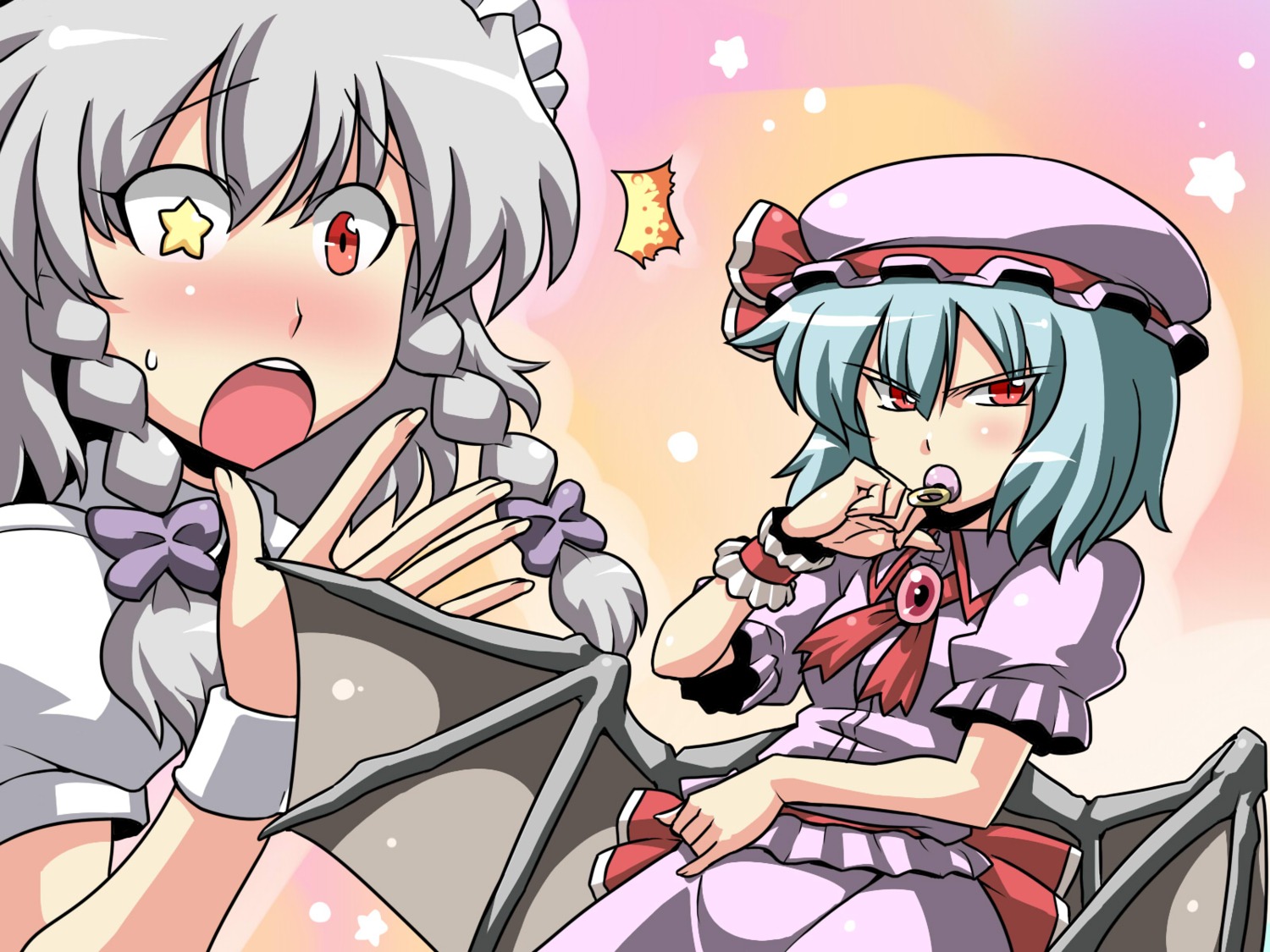 izayoi_sakuya remilia_scarlet touhou tsuki_wani wallpaper