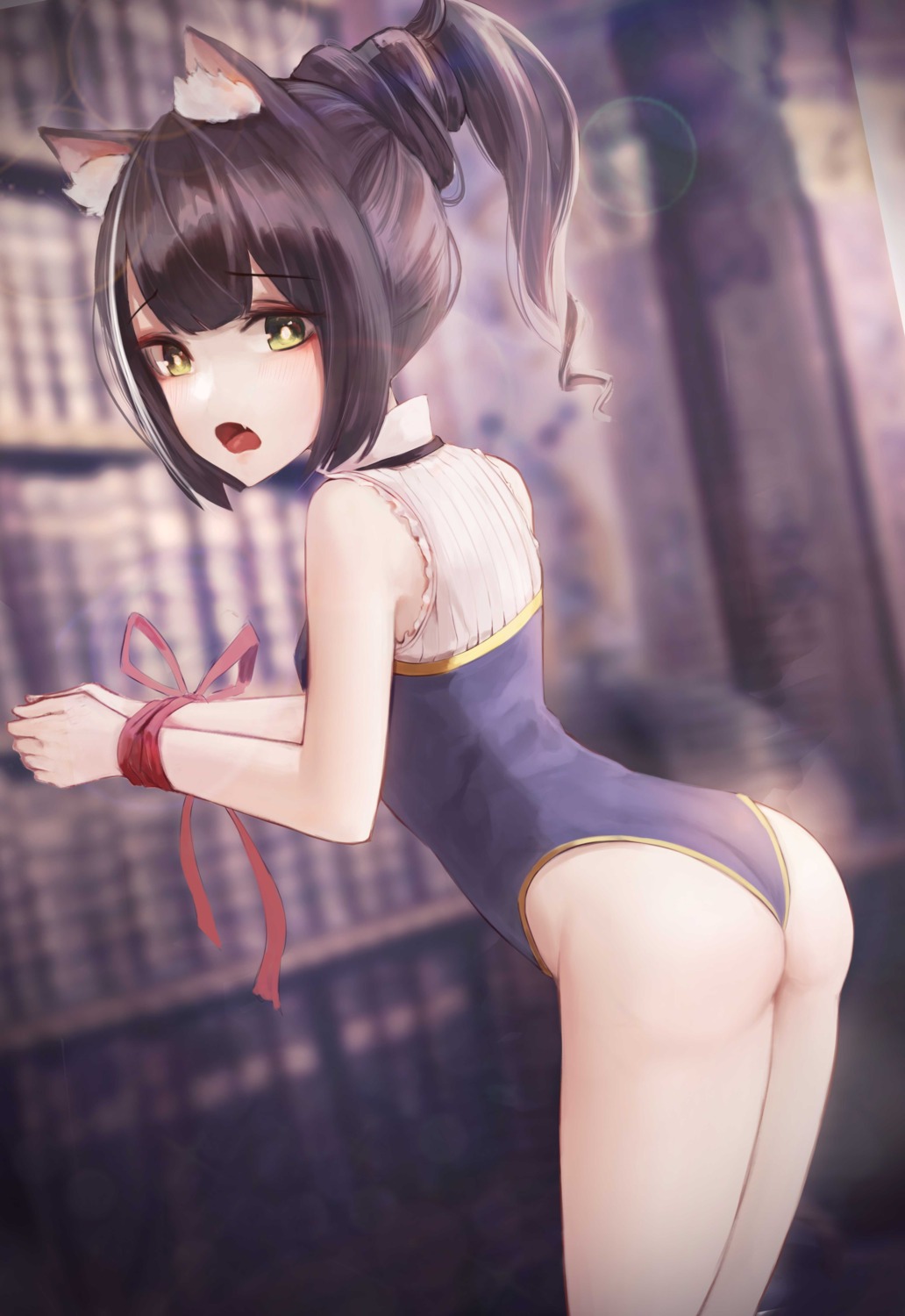 animal_ears ass bondage hiki_niito karyl_(princess_connect) leotard nekomimi princess_connect princess_connect!_re:dive thong