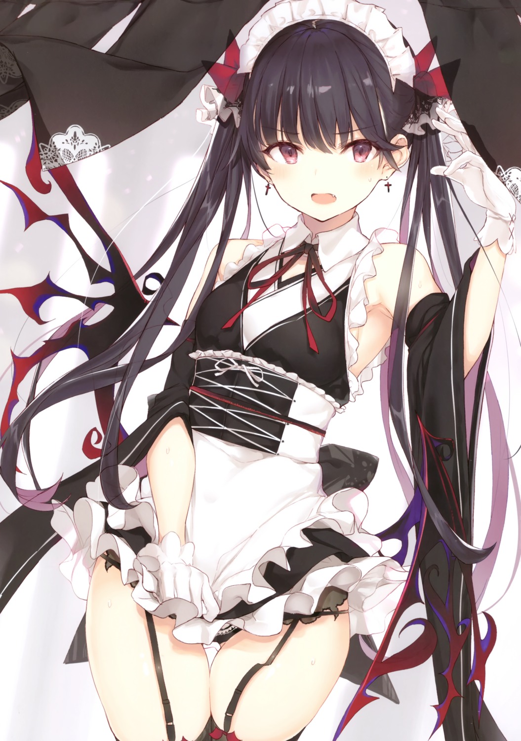 luna_berry maid nana_(luna_berry) pantsu stockings thighhighs wa_maid wings