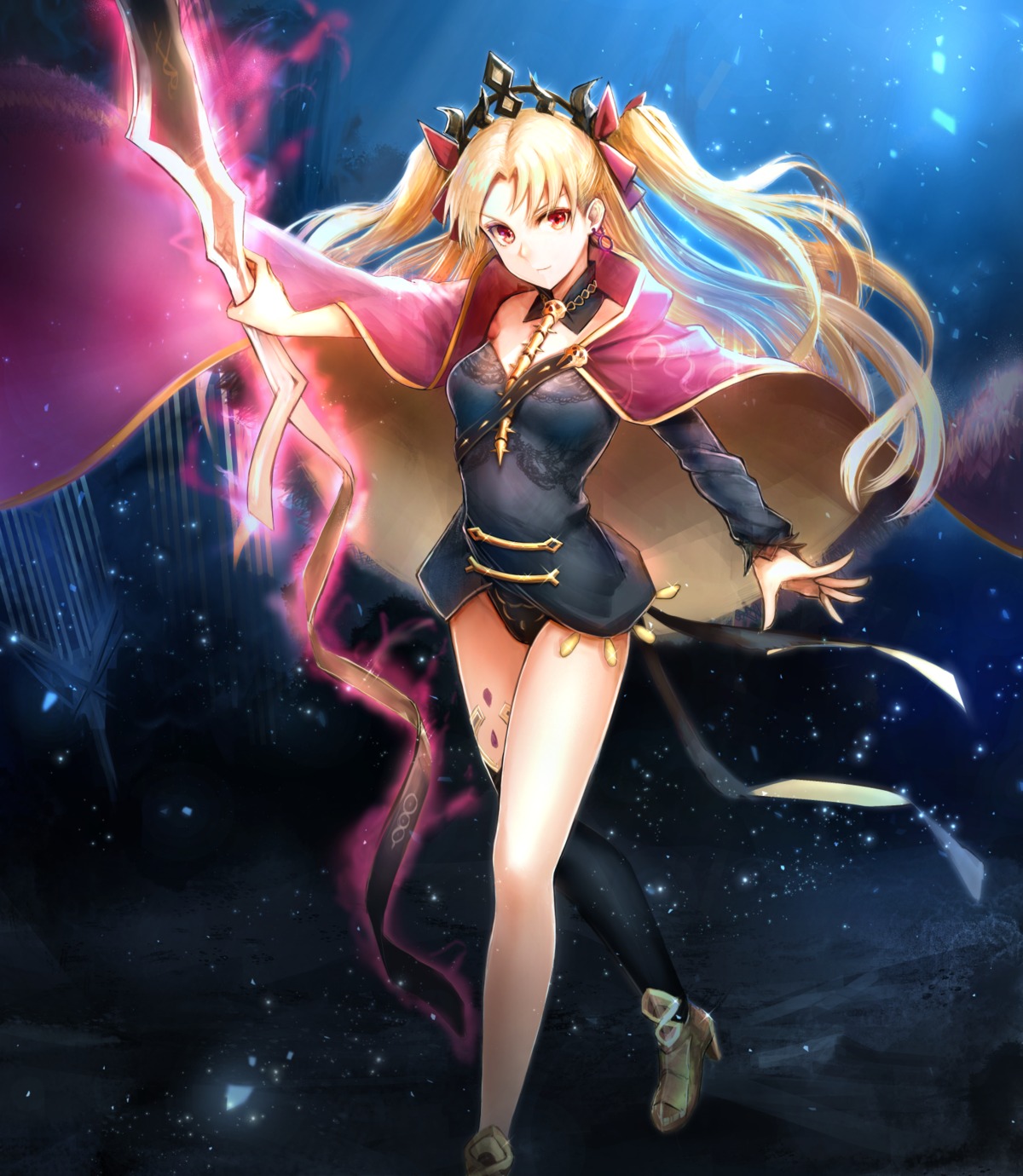 ereshkigal_(fate/grand_order) fate/grand_order harunatsu_akifumi heels pantsu thighhighs weapon