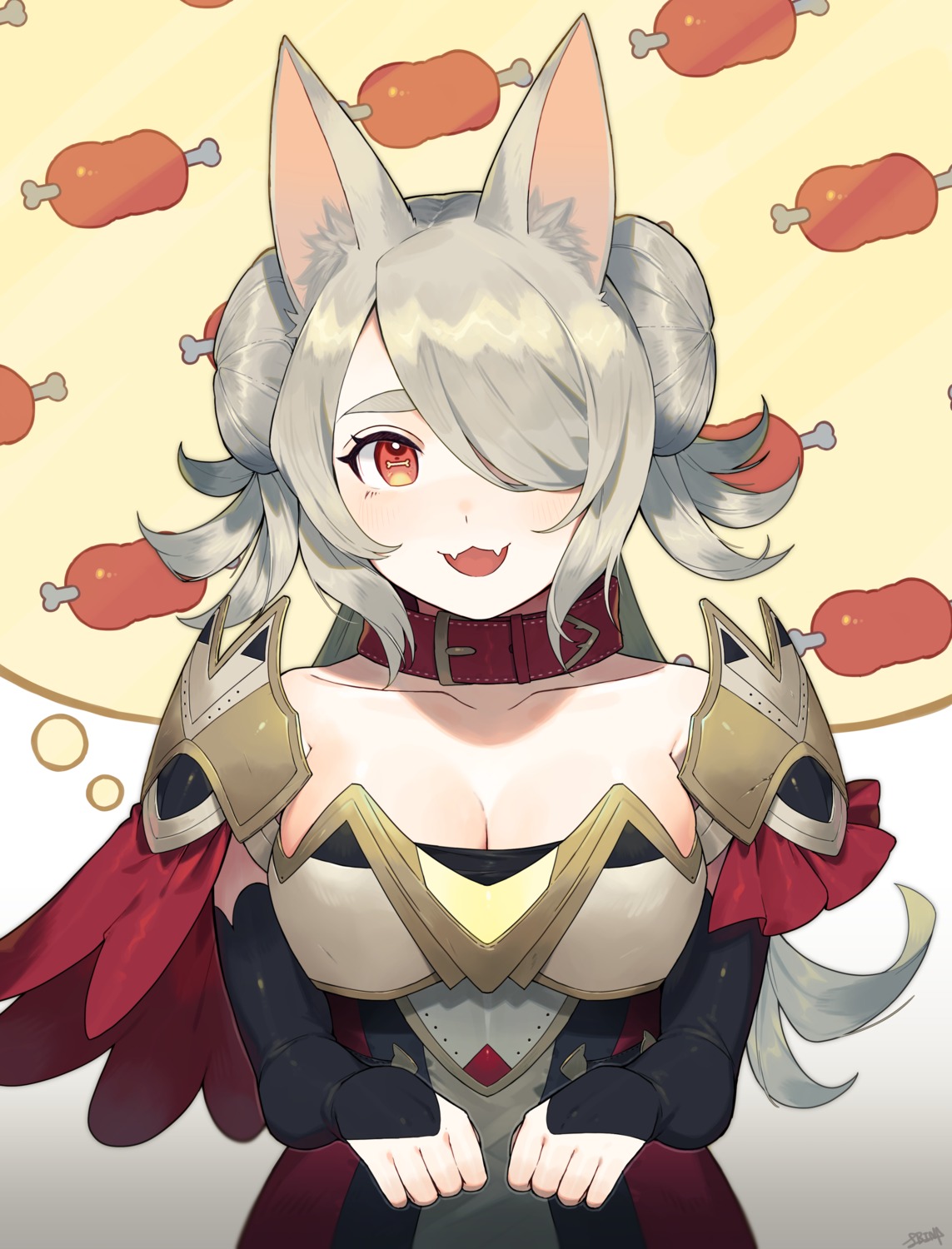 animal_ears armor cleavage shibainu