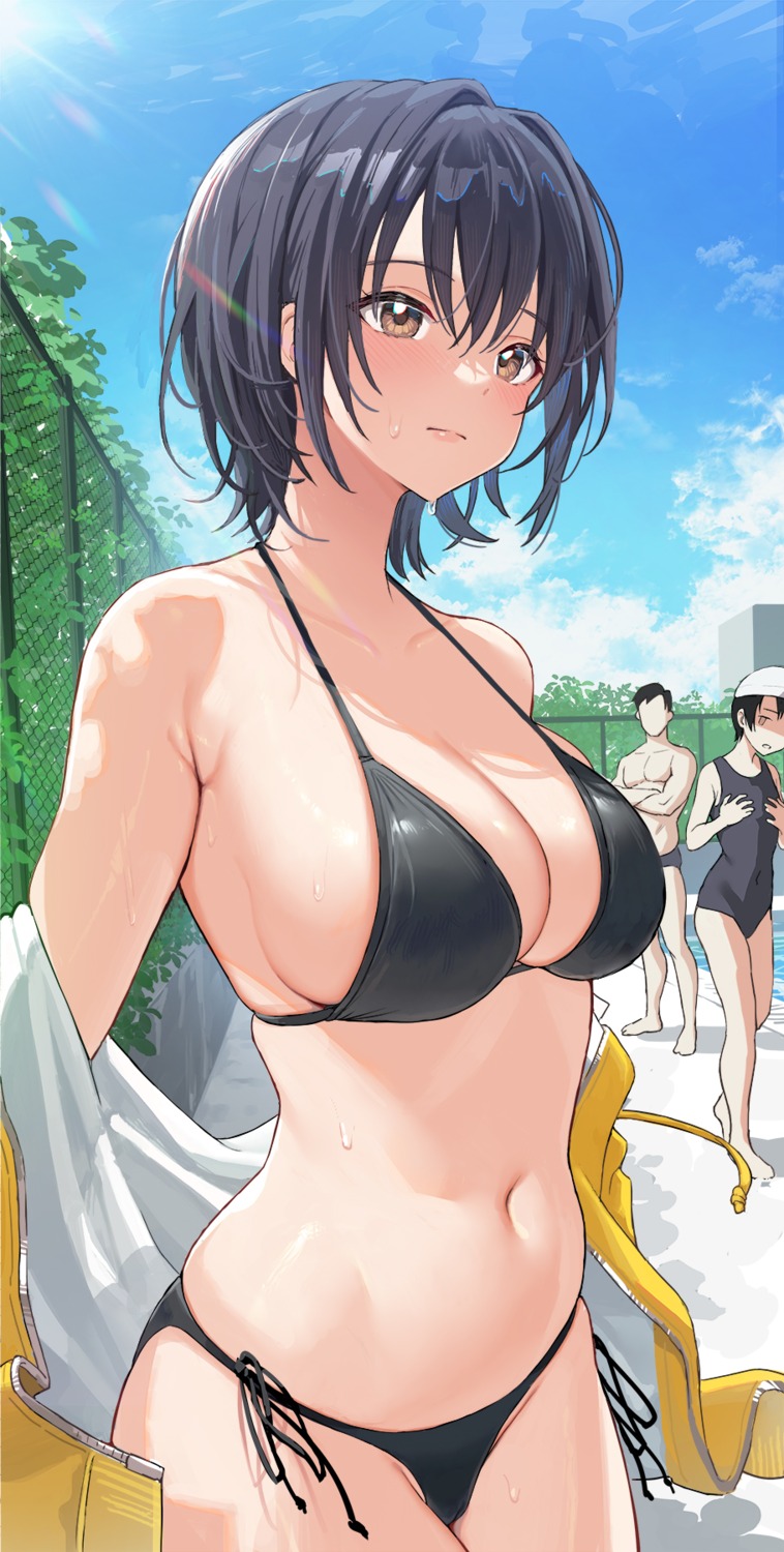 bikini breast_hold open_shirt swimsuits taniguchi_daisuke