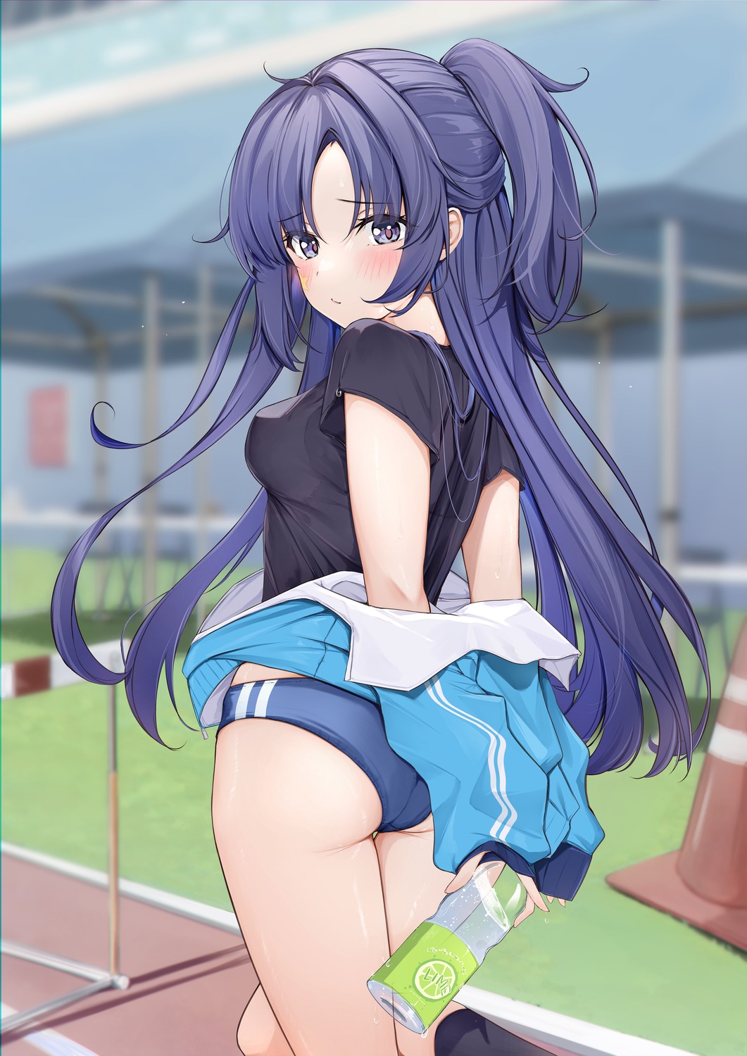 ass blue_archive buruma gym_uniform hayase_yuuka tattoo uiri-na