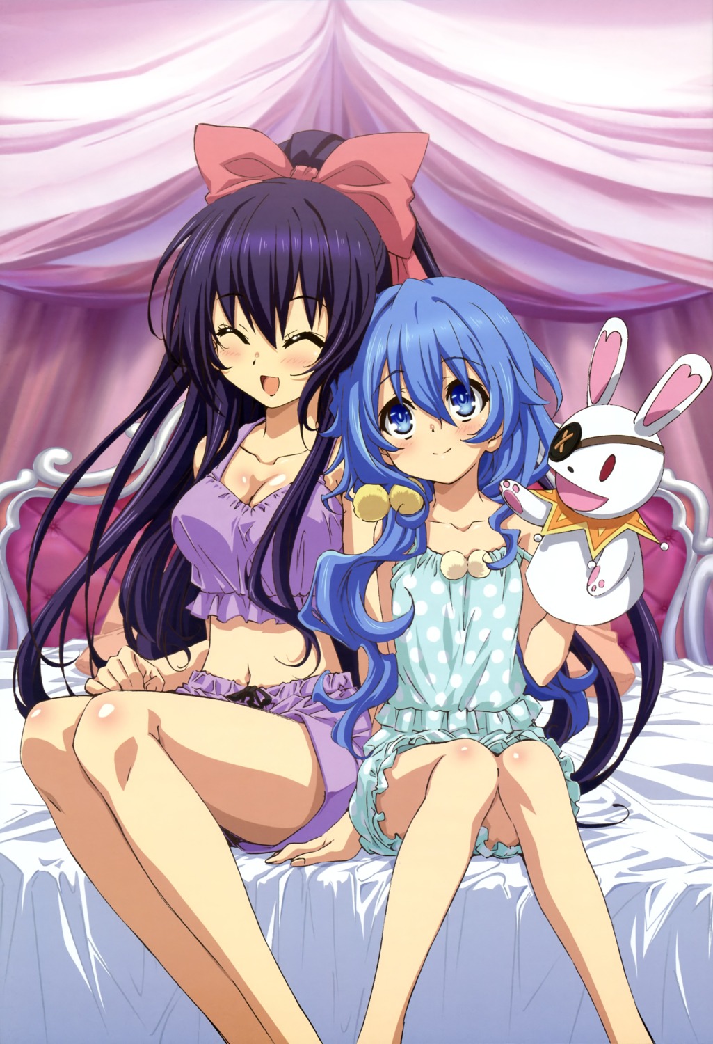 bloomers cleavage date_a_live himekawa_yoshino pajama shikama_motoko yatogami_tooka