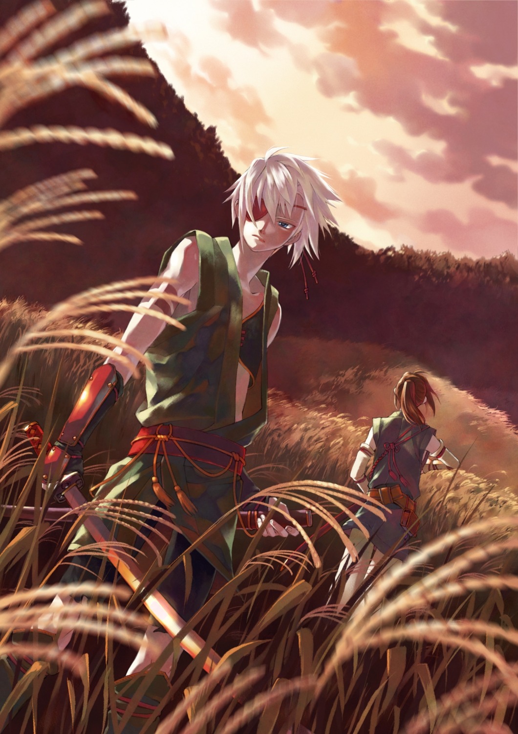 eyepatch landscape male minami_seira sword