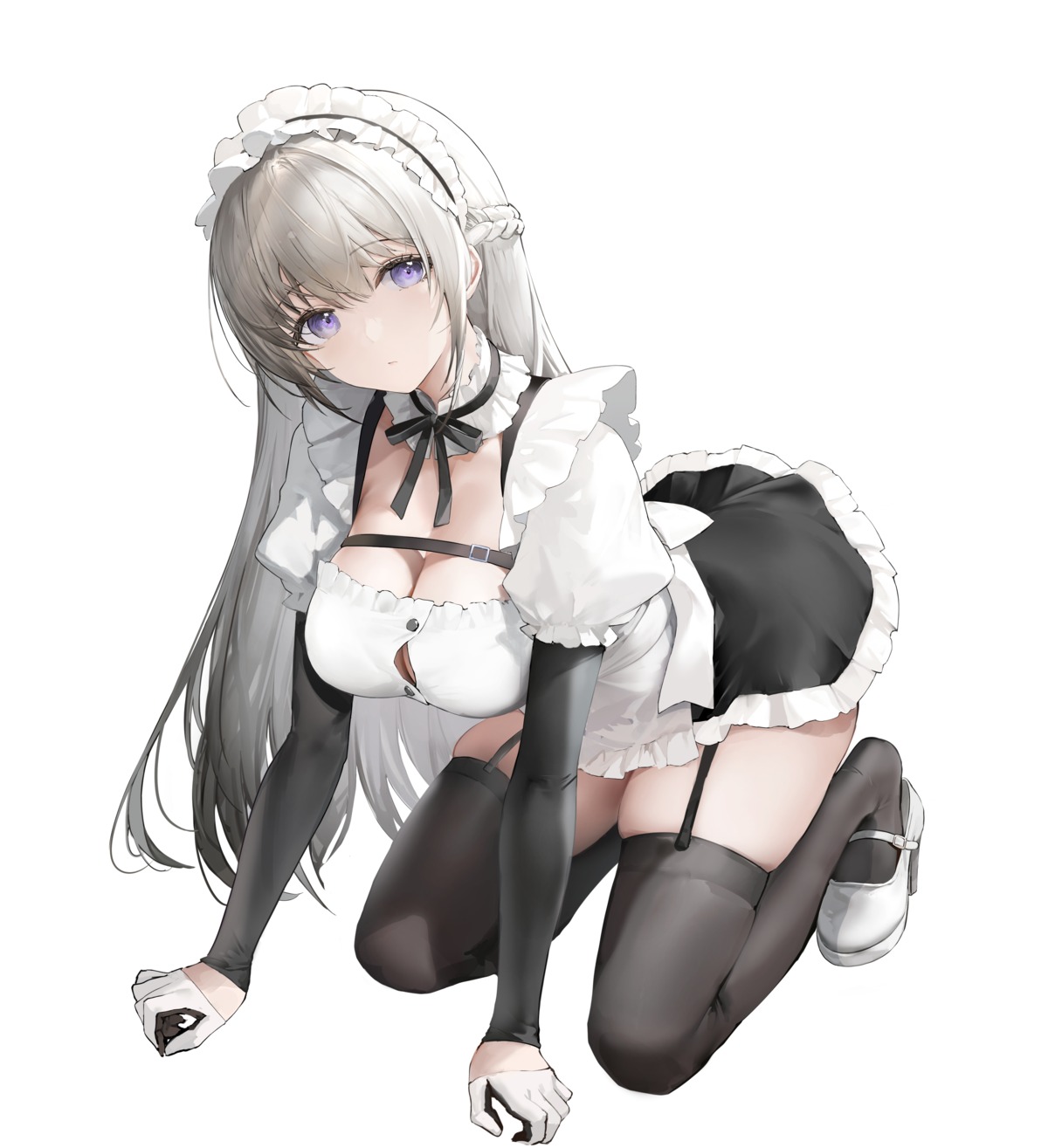 haori_io heels maid stockings thighhighs