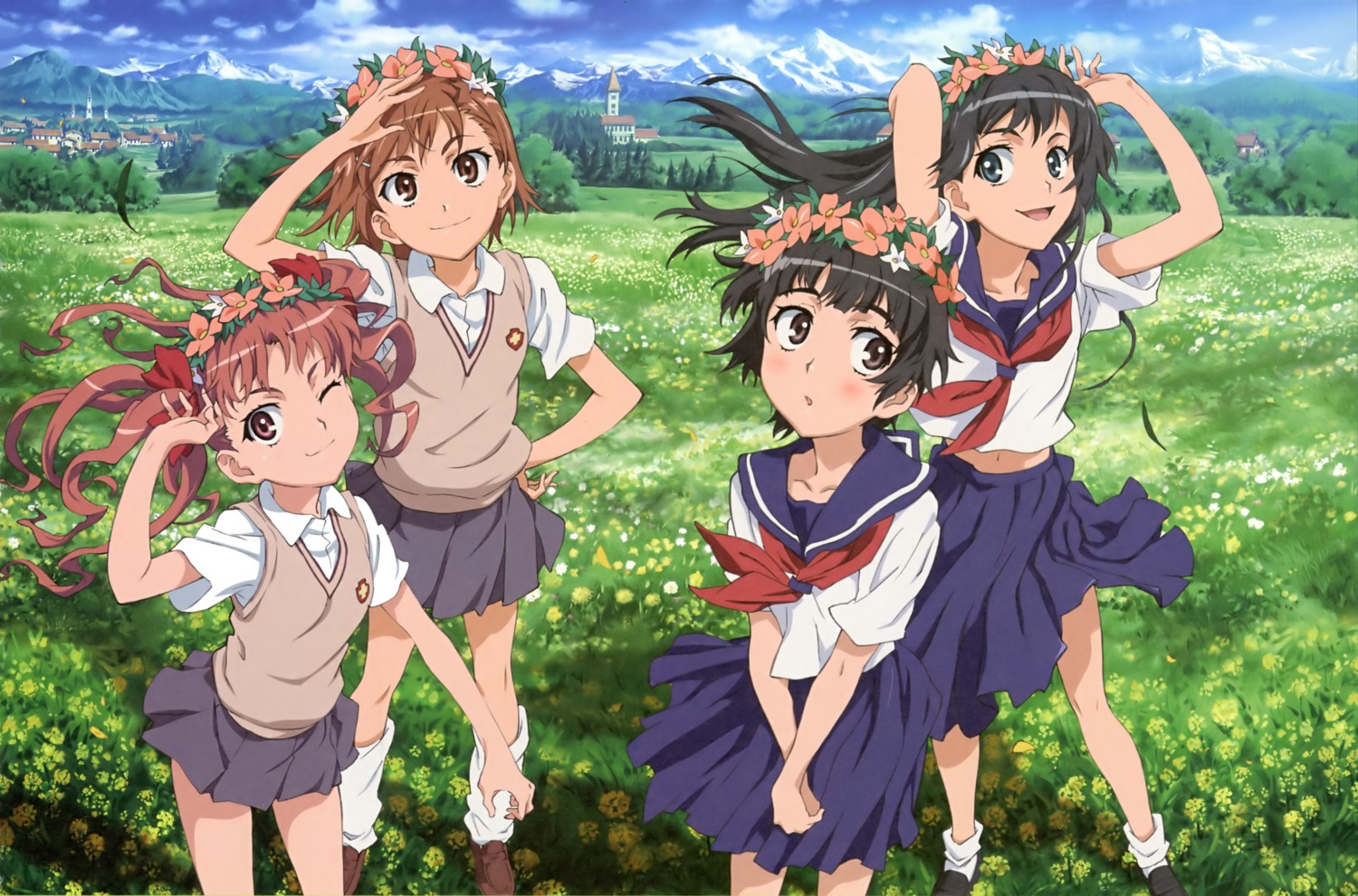 misaka_mikoto nishimura_hiroyuki saten_ruiko seifuku shirai_kuroko toaru_kagaku_no_railgun toaru_majutsu_no_index uiharu_kazari