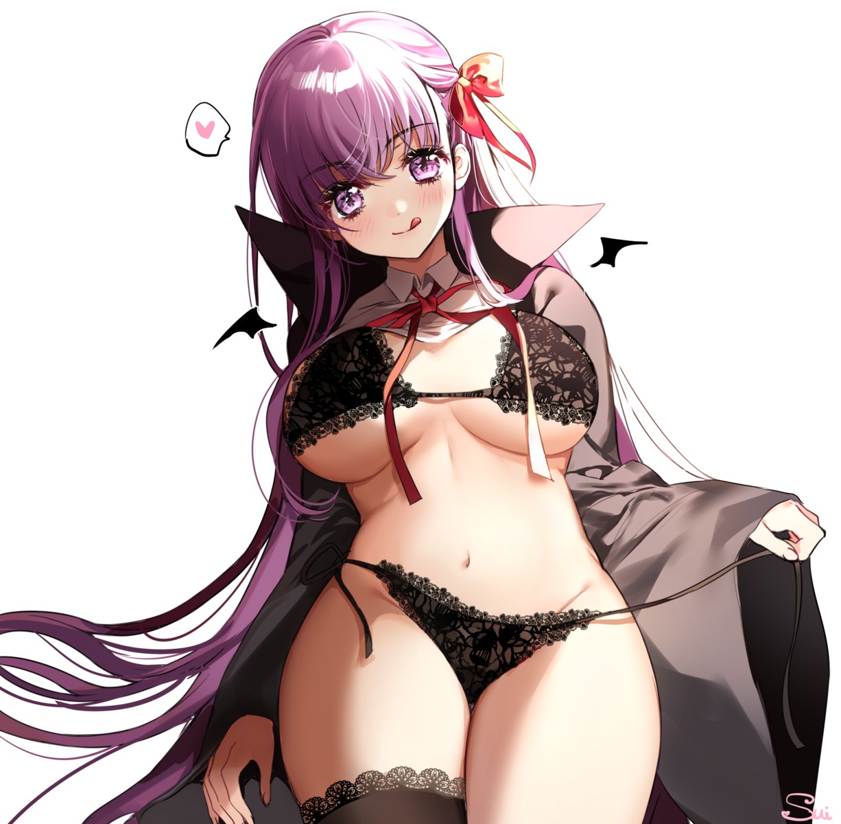 bb_(fate/extra_ccc) berrypop bra fate/extra fate/extra_ccc fate/stay_night pantsu string_panties thighhighs undressing