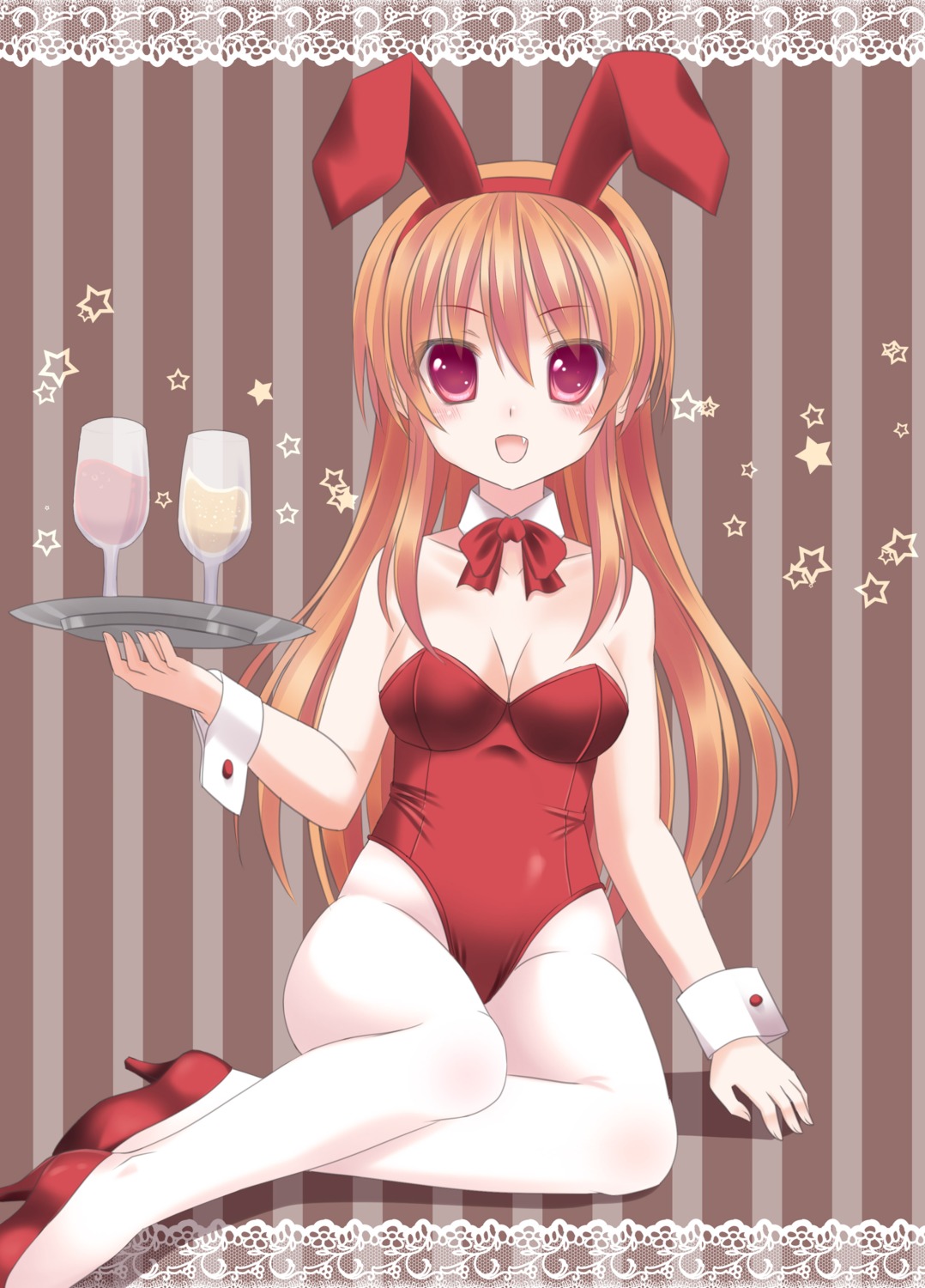 animal_ears bunny_ears bunny_girl cleavage ikeda_yuuki jpeg_artifacts pantyhose