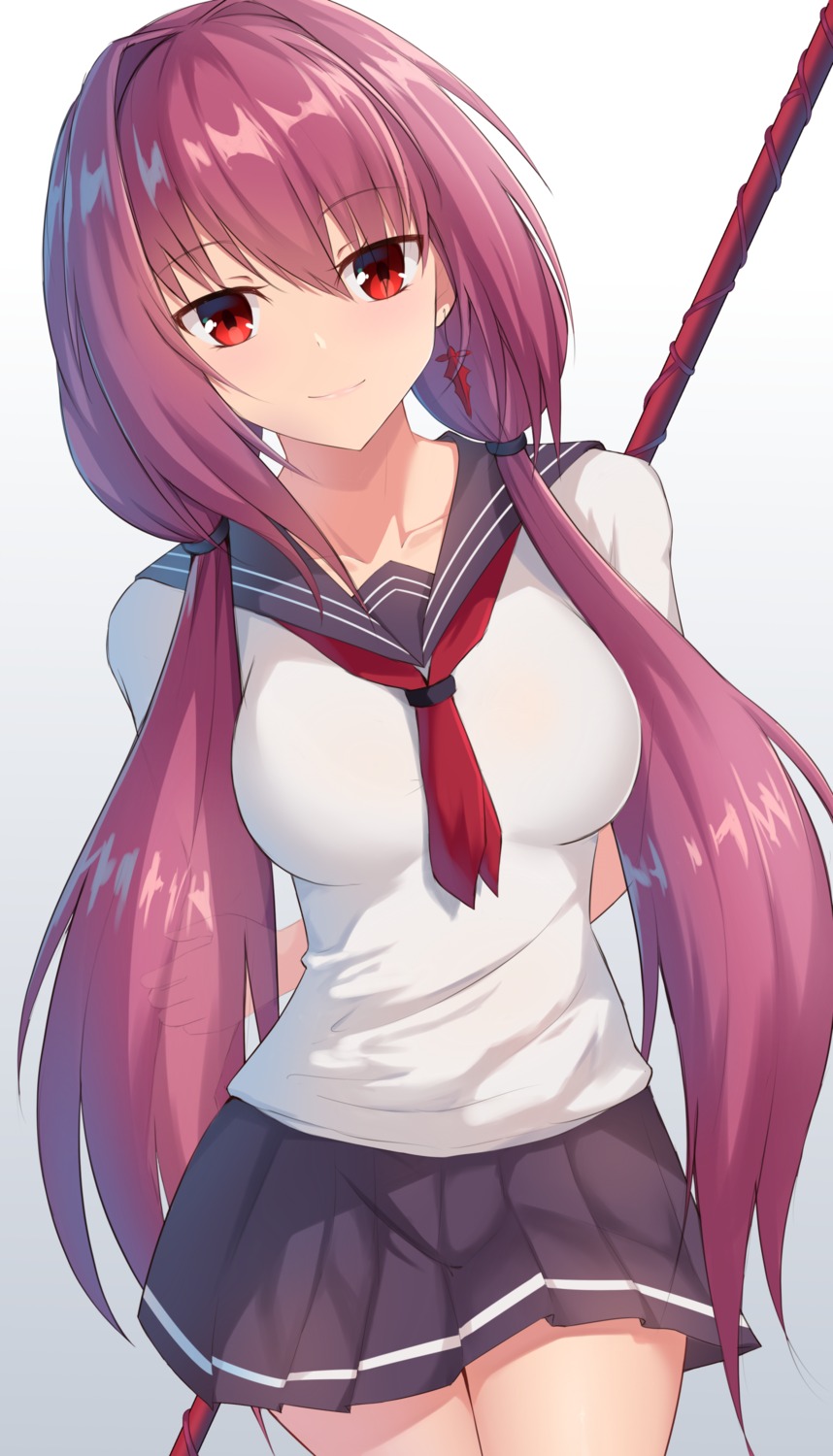 fate/grand_order feng_mouren scathach_(fate/grand_order) seifuku weapon