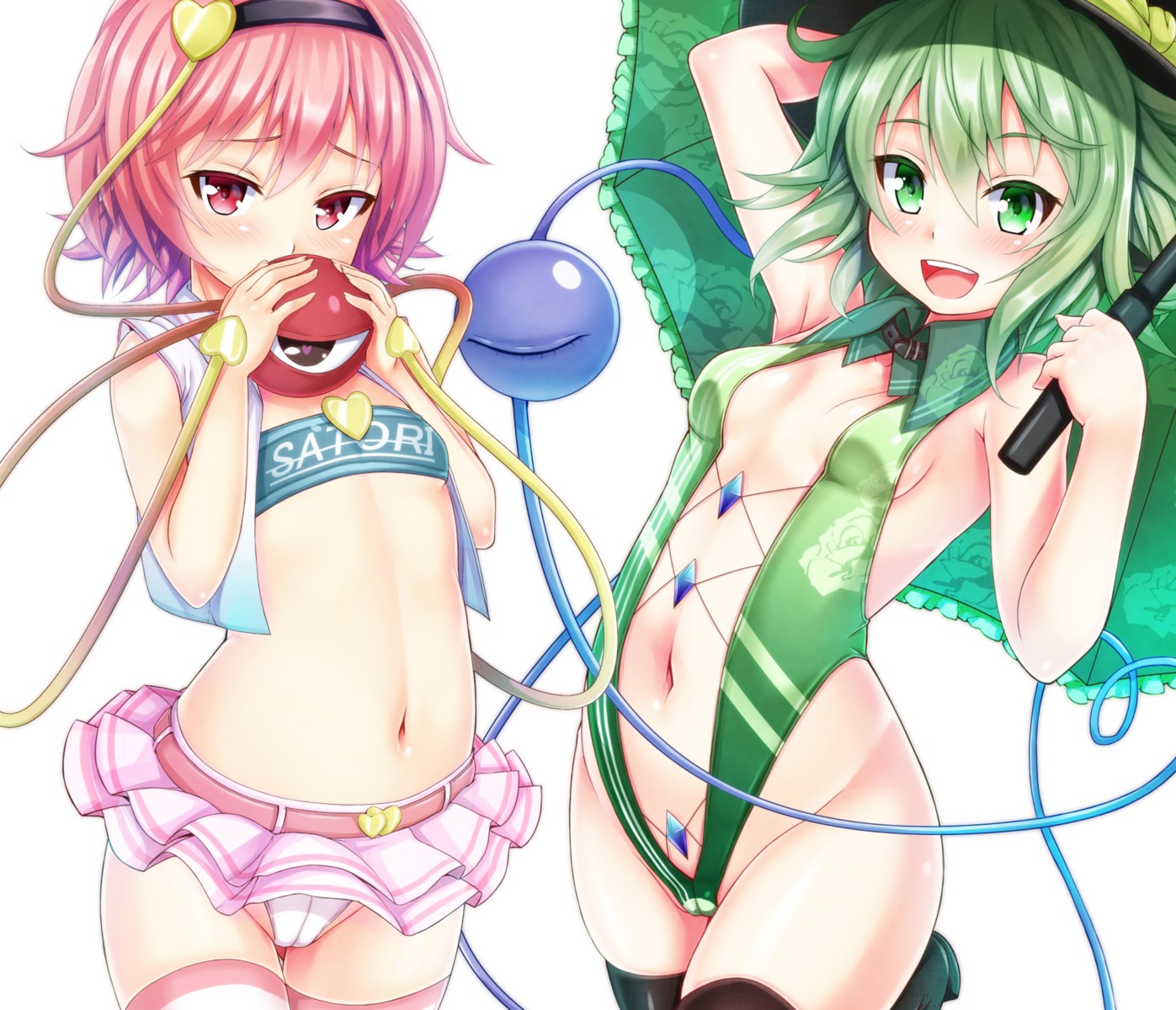 cameltoe cleavage ebi_193 komeiji_koishi komeiji_satori leotard loli no_bra thighhighs touhou