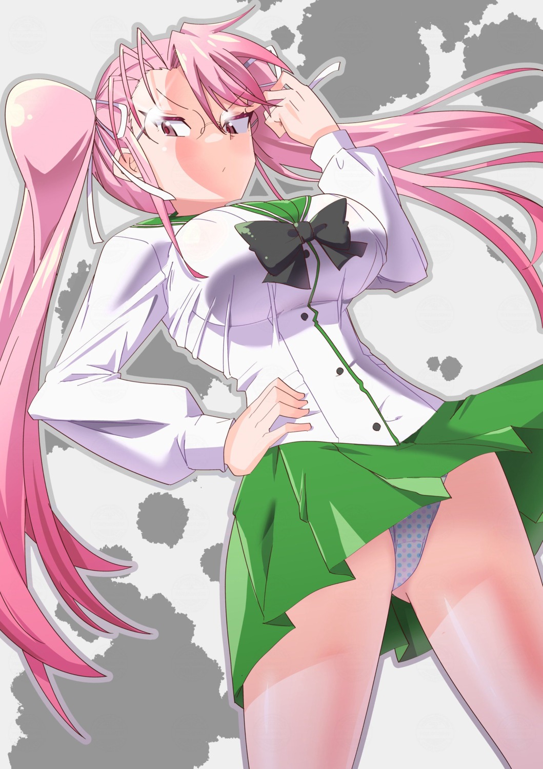 highschool_of_the_dead megane pantsu seifuku skirt_lift takagi_saya toku_sonchou