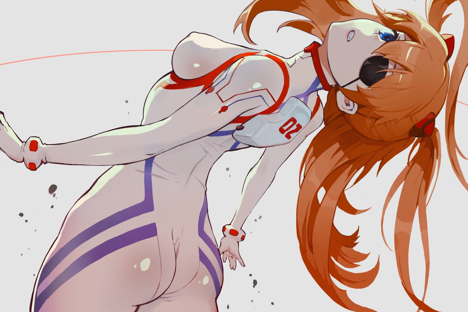 ass bodysuit erect_nipples eyepatch hibaneim neon_genesis_evangelion souryuu_asuka_langley