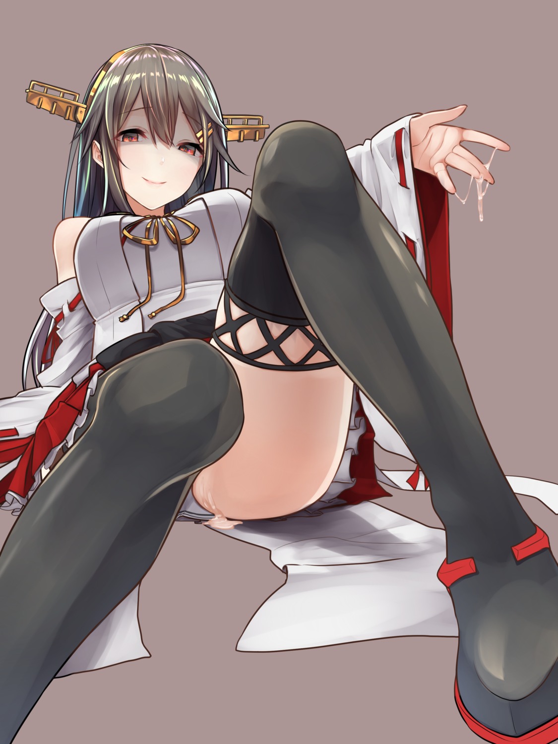 baffu cum haruna_(kancolle) heels japanese_clothes kantai_collection pantsu thighhighs