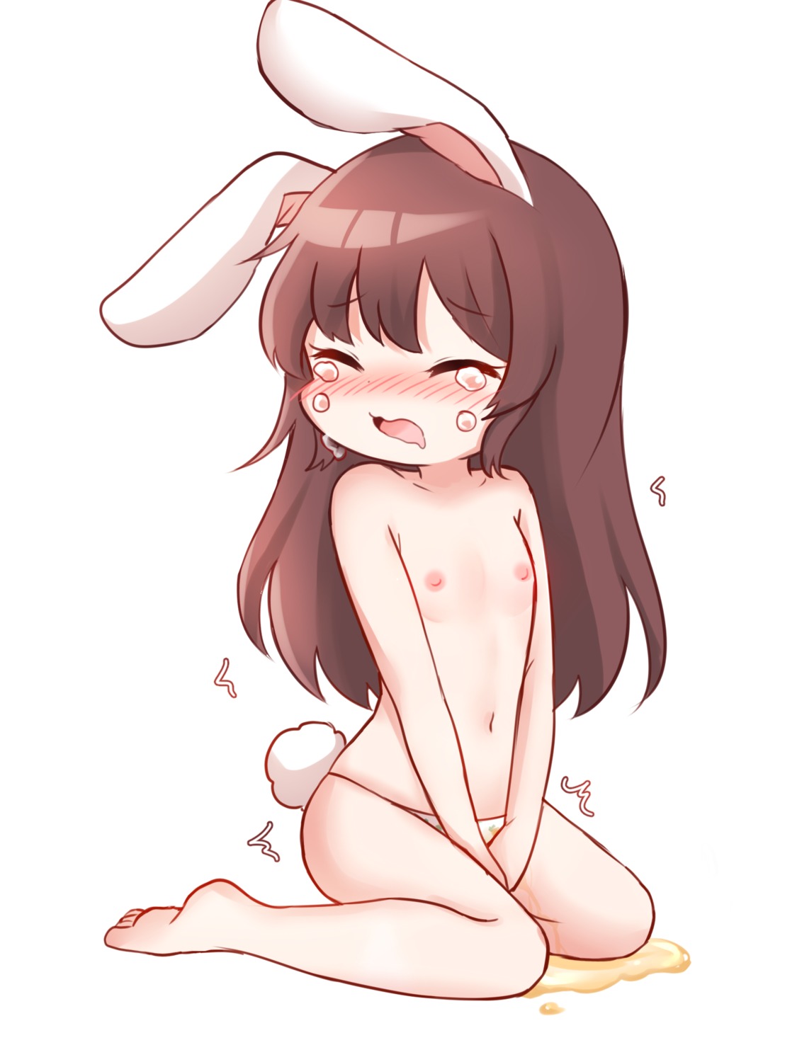 animal_ears bunny_ears honyang loli nipples pantsu pee tail topless