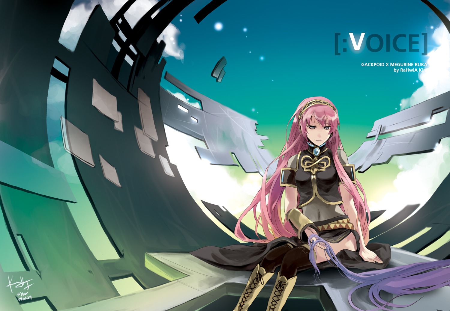 headphones megurine_luka rahwia thighhighs vocaloid