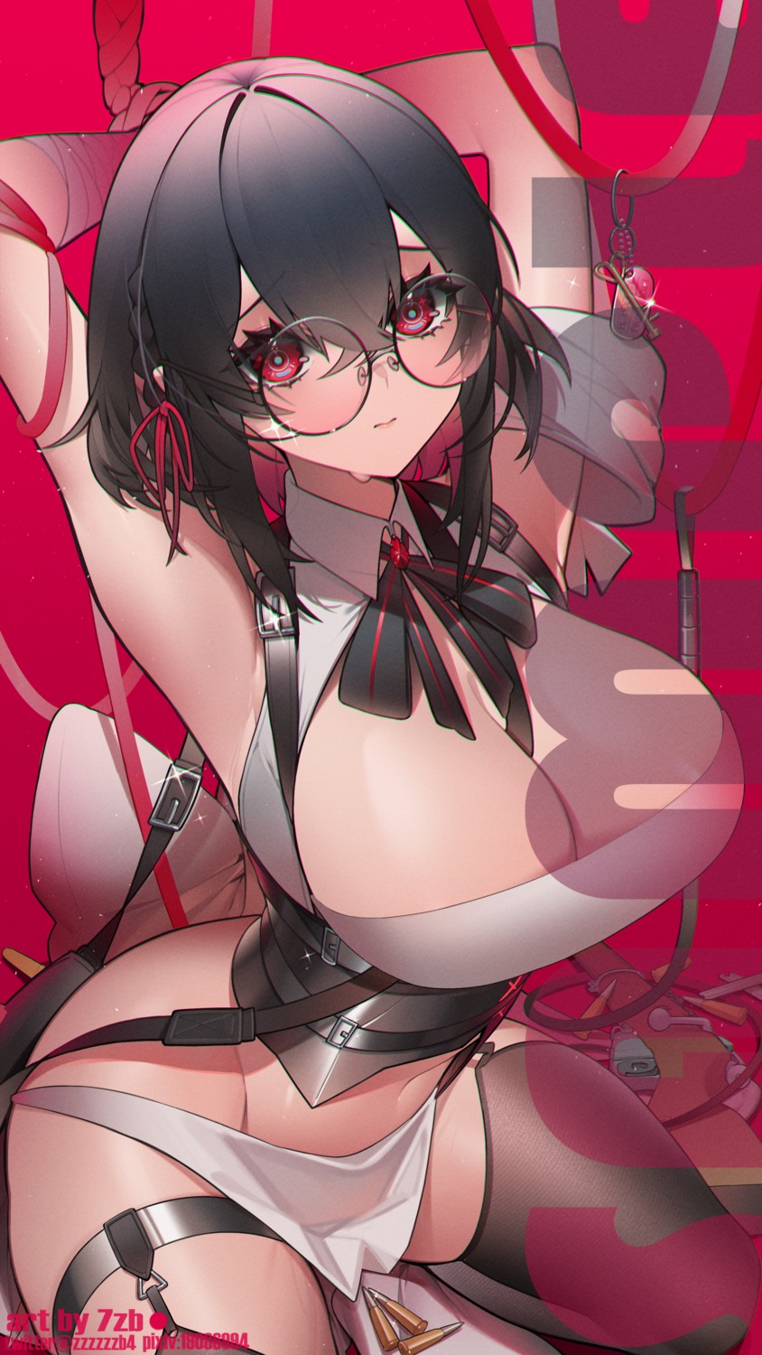 bandages bondage garter gun megane no_bra nopan sample see_through stockings thighhighs zhan_bu