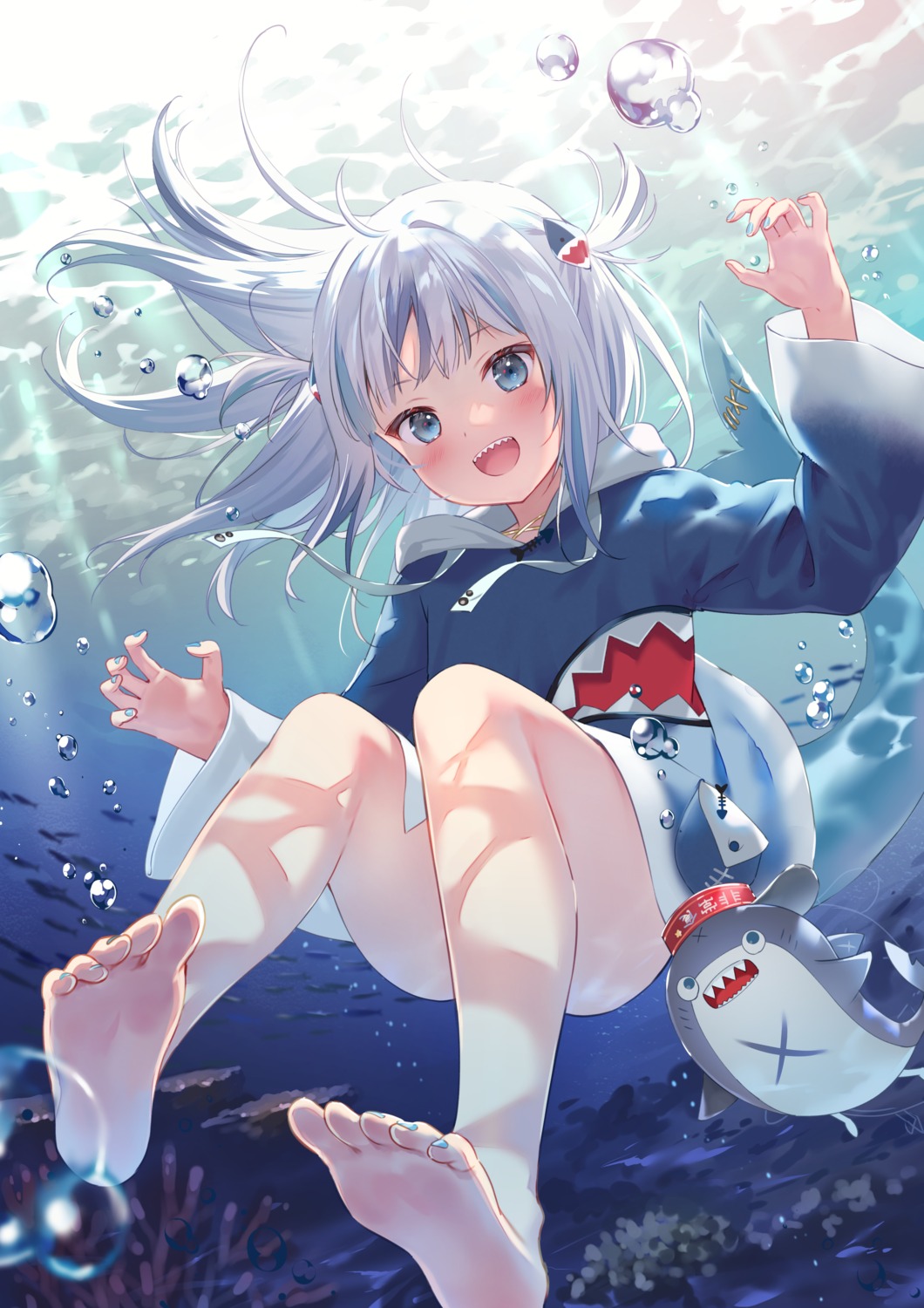 feet fukahire_sanba gawr_gura hololive hololive_english tail wet