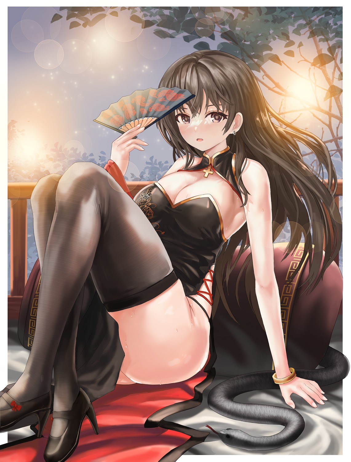 black_wolf chinadress heels thighhighs