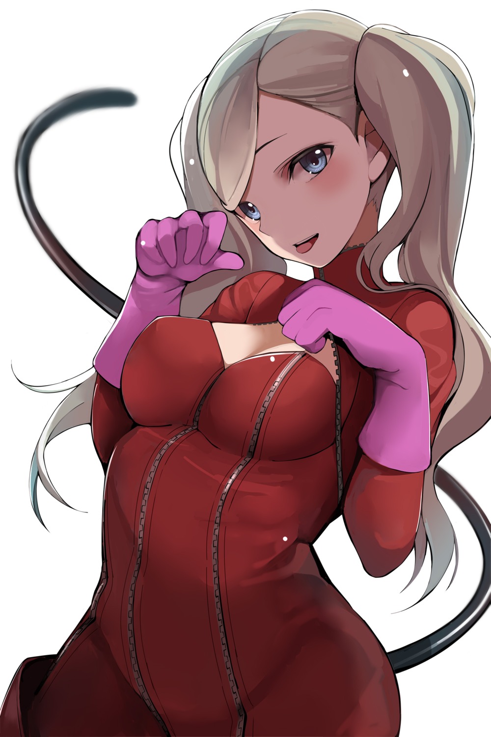 bodysuit cleavage nemu_(nebusokugimi) persona_5 tail takamaki_anne